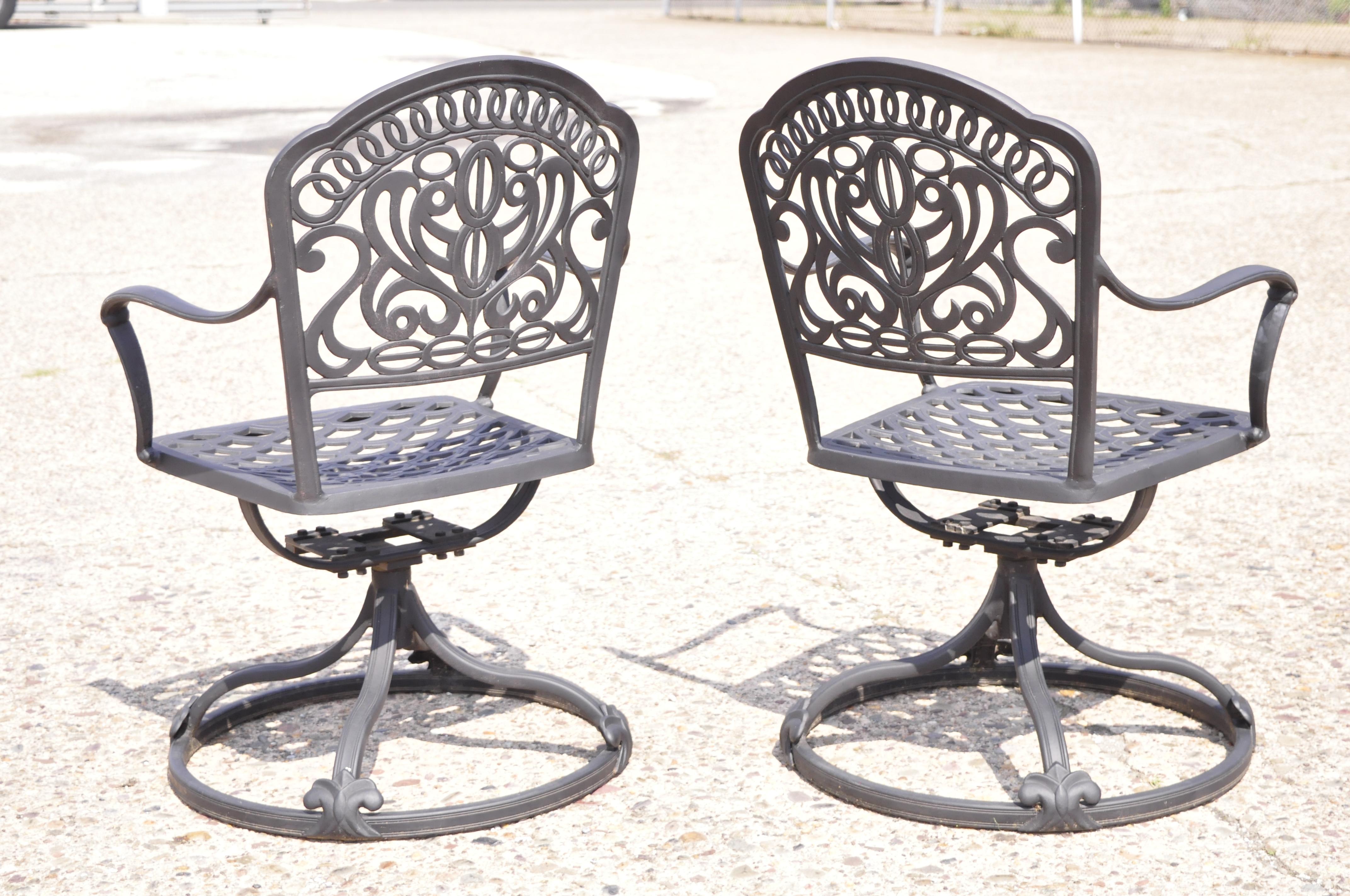 Paire de chaises de salle à manger de patio toscanes Hanamit à bascule pivotante en aluminium coulé 5
