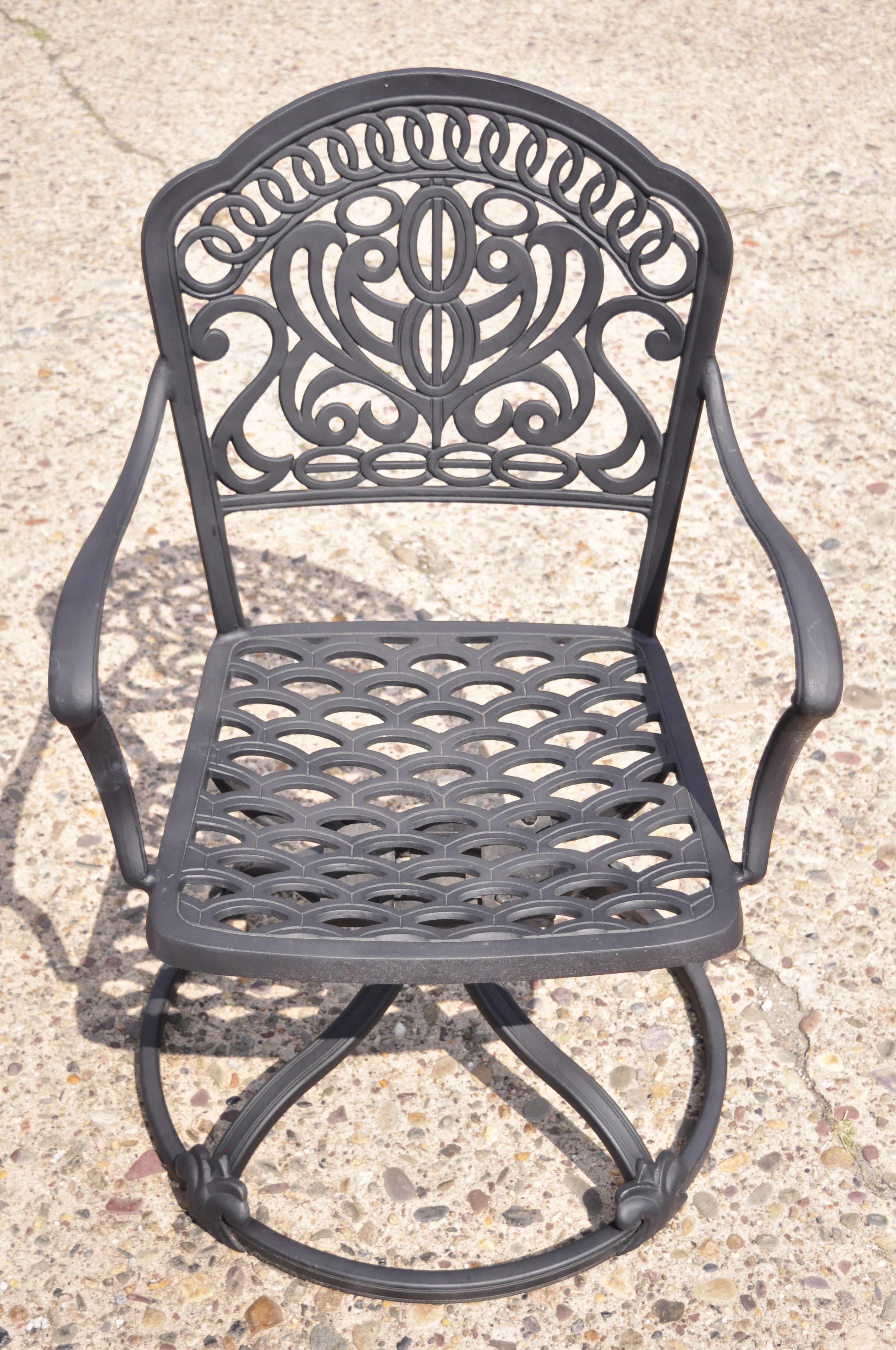 Paire de chaises de salle à manger de patio toscanes Hanamit à bascule pivotante en aluminium coulé 4