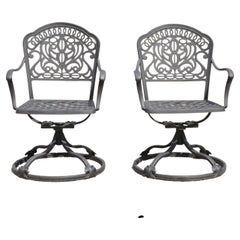 Retro Hanamit Tuscan Swivel Rocker Cast Aluminum Patio Dining Chair, a Pair