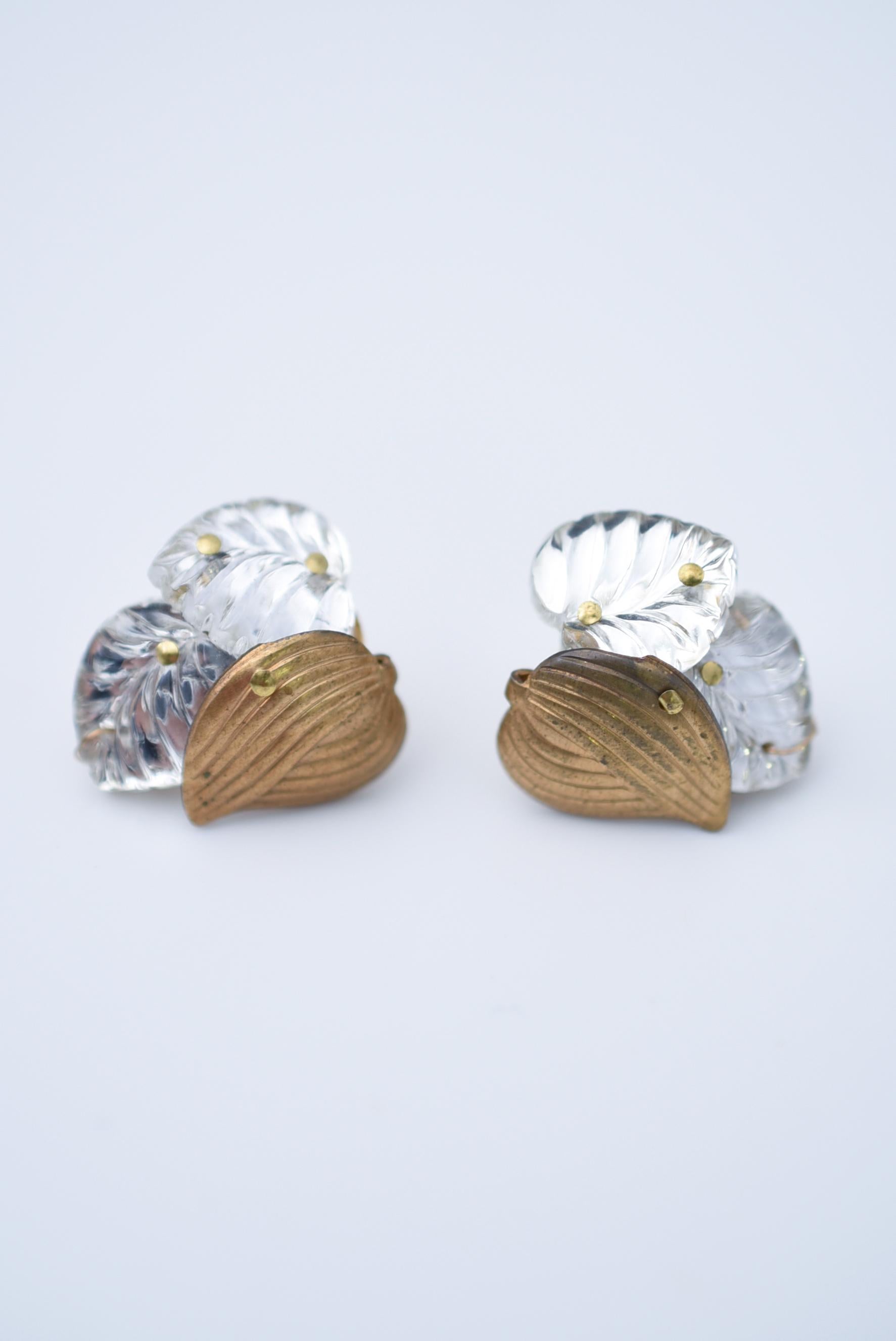 hanamizuki leaf earring / vintage jewelry , vintage beads, vintage earring For Sale 1