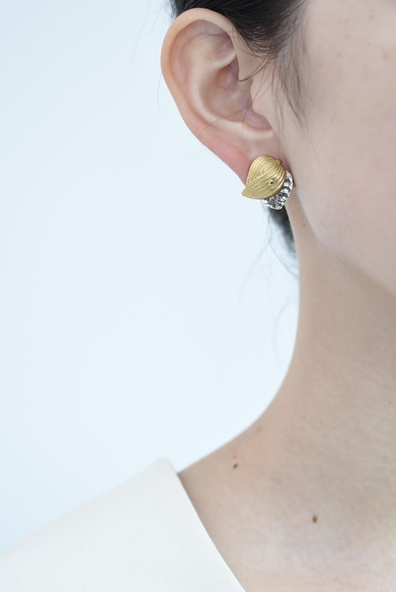 Hanamizuki Blattohrring / Vintage-Schmuck, Vintage-Perlen, Vintage-Ohrring im Angebot 3