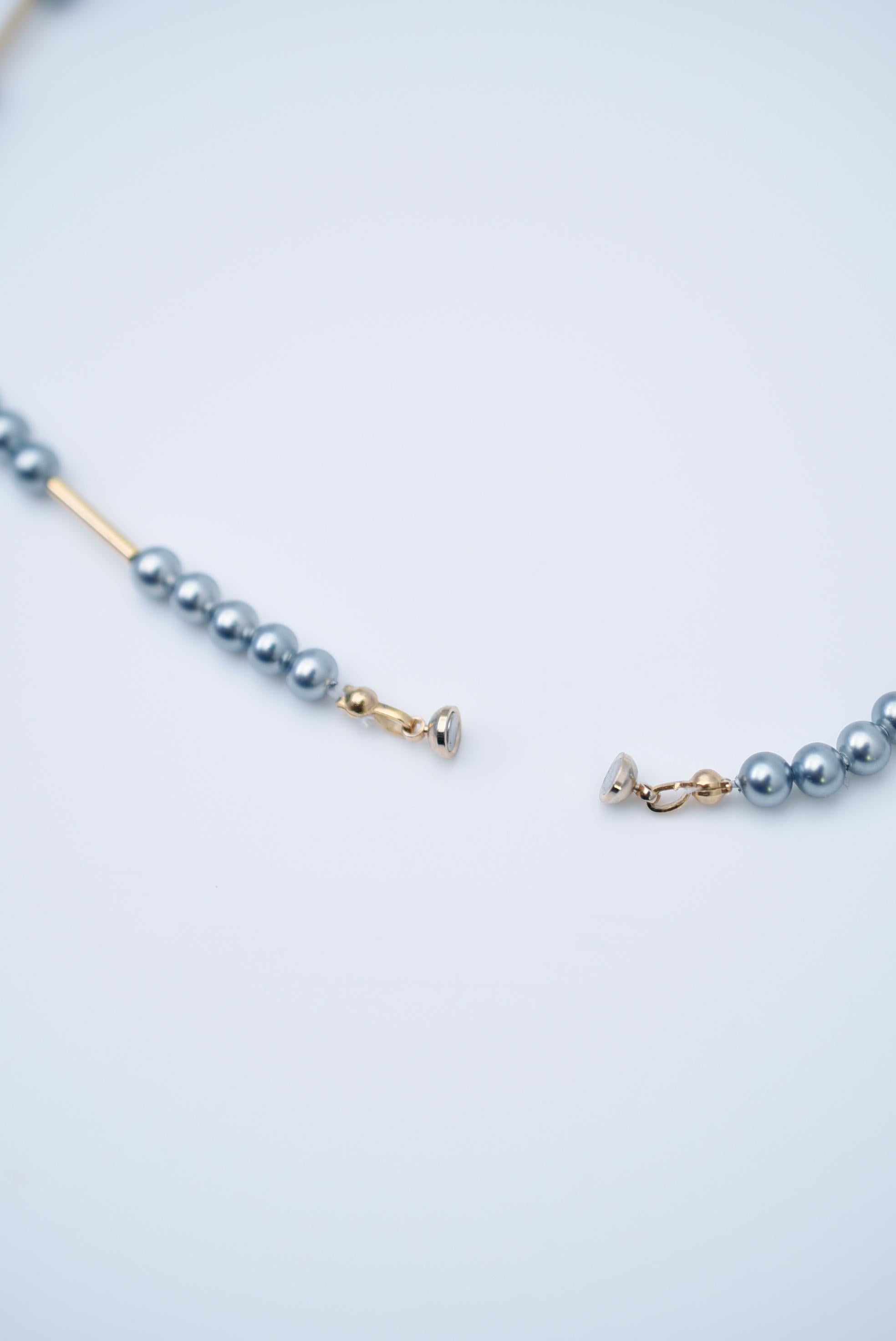 Bead hanamizuki leaf necklace / vintage jewelry , vintage pearl, vintage necklace For Sale