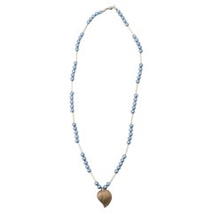 hanamizuki leaf necklace / vintage jewelry , vintage pearl, vintage necklace