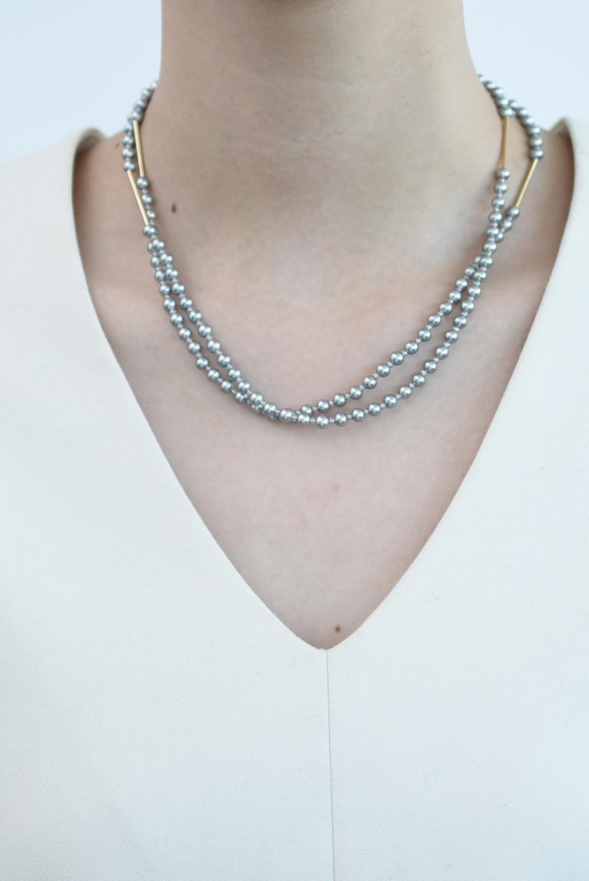 Long collier vintage hanamizuki / bijoux vintage perles, collier vintage en vente 1