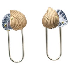hanamizuki oval earring /Used jewelry , vintage beads, vintage earring