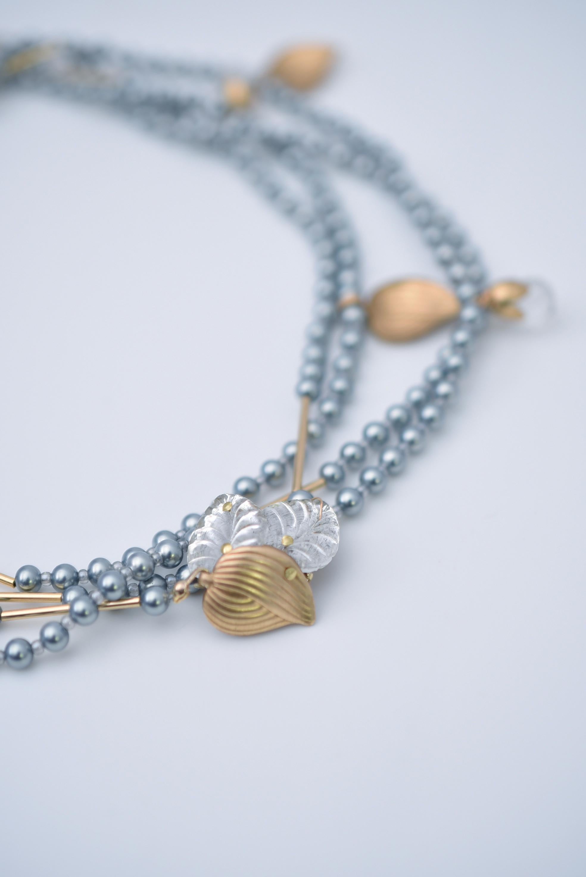 Artisan hanamizuki quatre necklace / vintage jewelry , vintage pearl, vintage necklace For Sale
