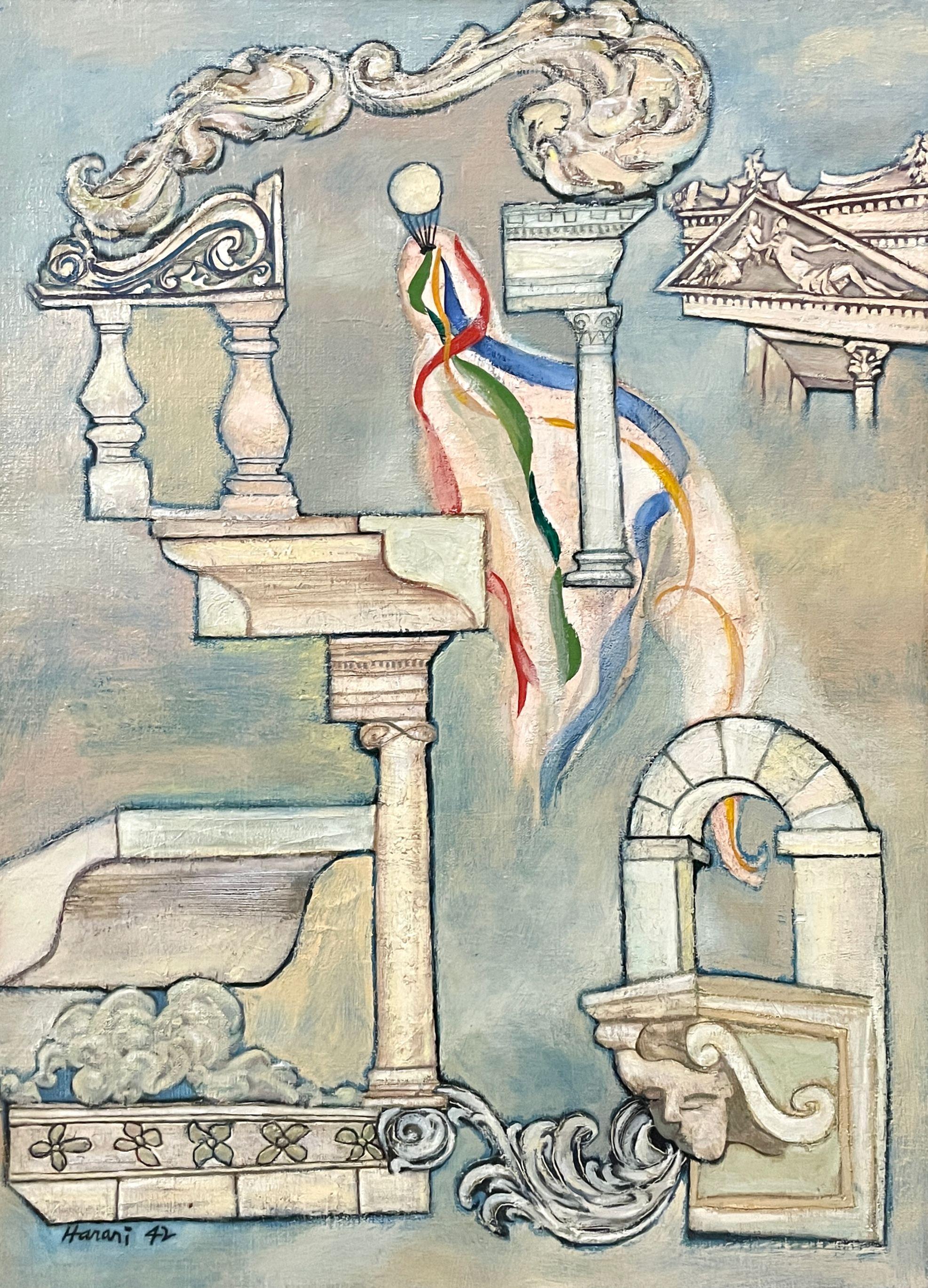 Classics Aloft (Surrealismus), Painting, von Hananiah Harari