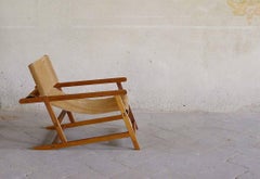 "Hanbury" leather Lounge Chair Made in Teak by Dessie' Collection