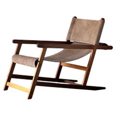 Sedia da salotto in pelle "Hanbury" in teak di Dessie' Collectional
