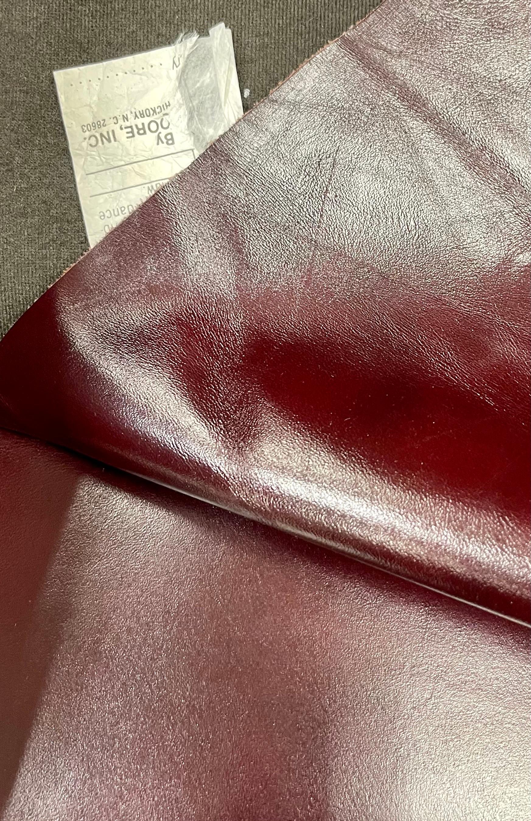 Hancock and Moore Vintage Cranberry Leather and Nailhead Three Seater Sofa 11