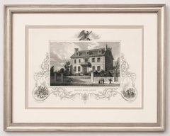 Hancock House Boston - Antique Engraving American Revolution, ca.1830