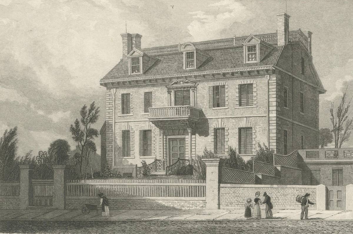 Hancock House Boston - Antique Engraving American Revolution, ca.1830