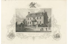 Hancock House Boston - Antique Engraving American Revolution, ca.1830