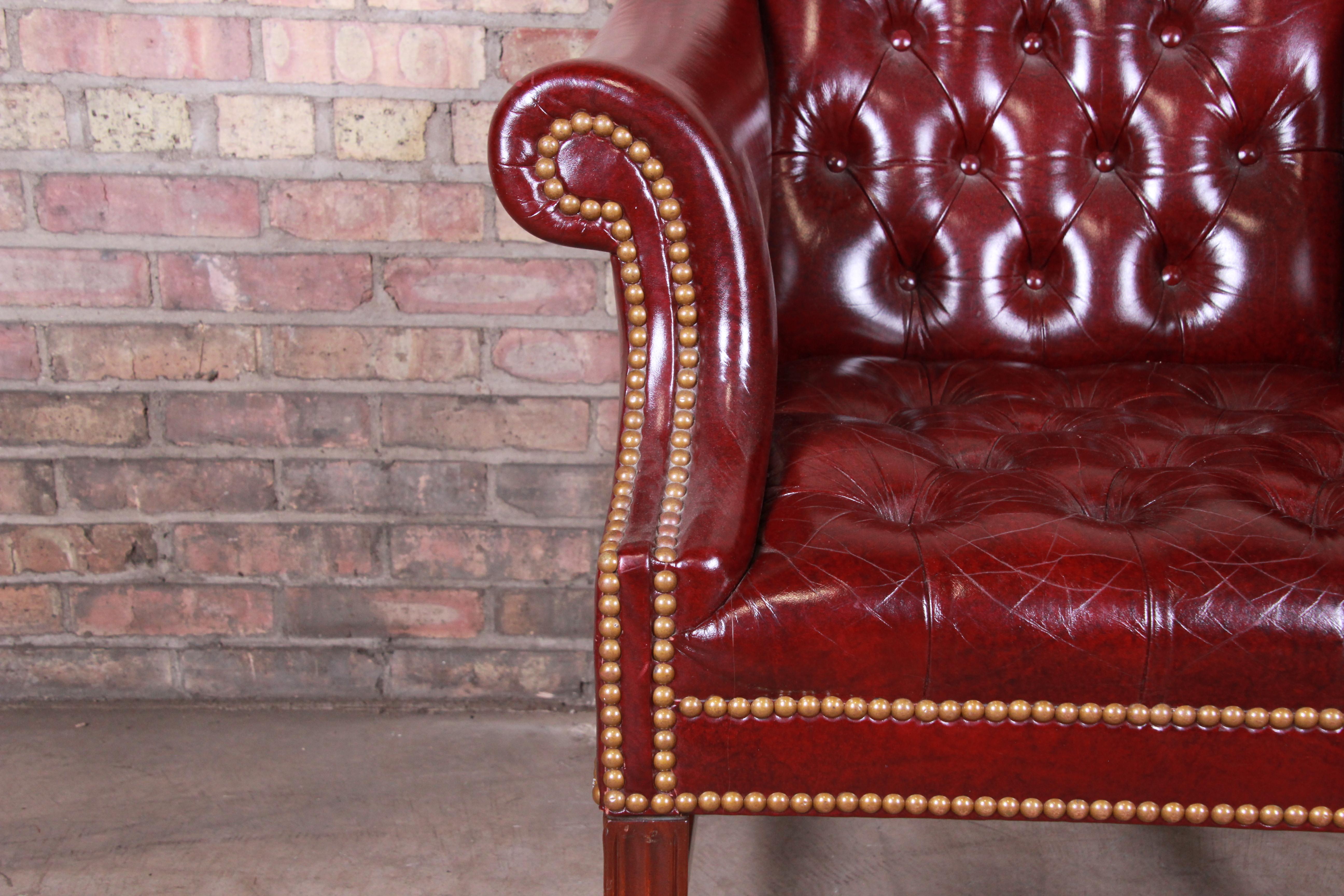 Hancock & Moore Chesterfield Tufted Leather Club Chair In Good Condition In South Bend, IN