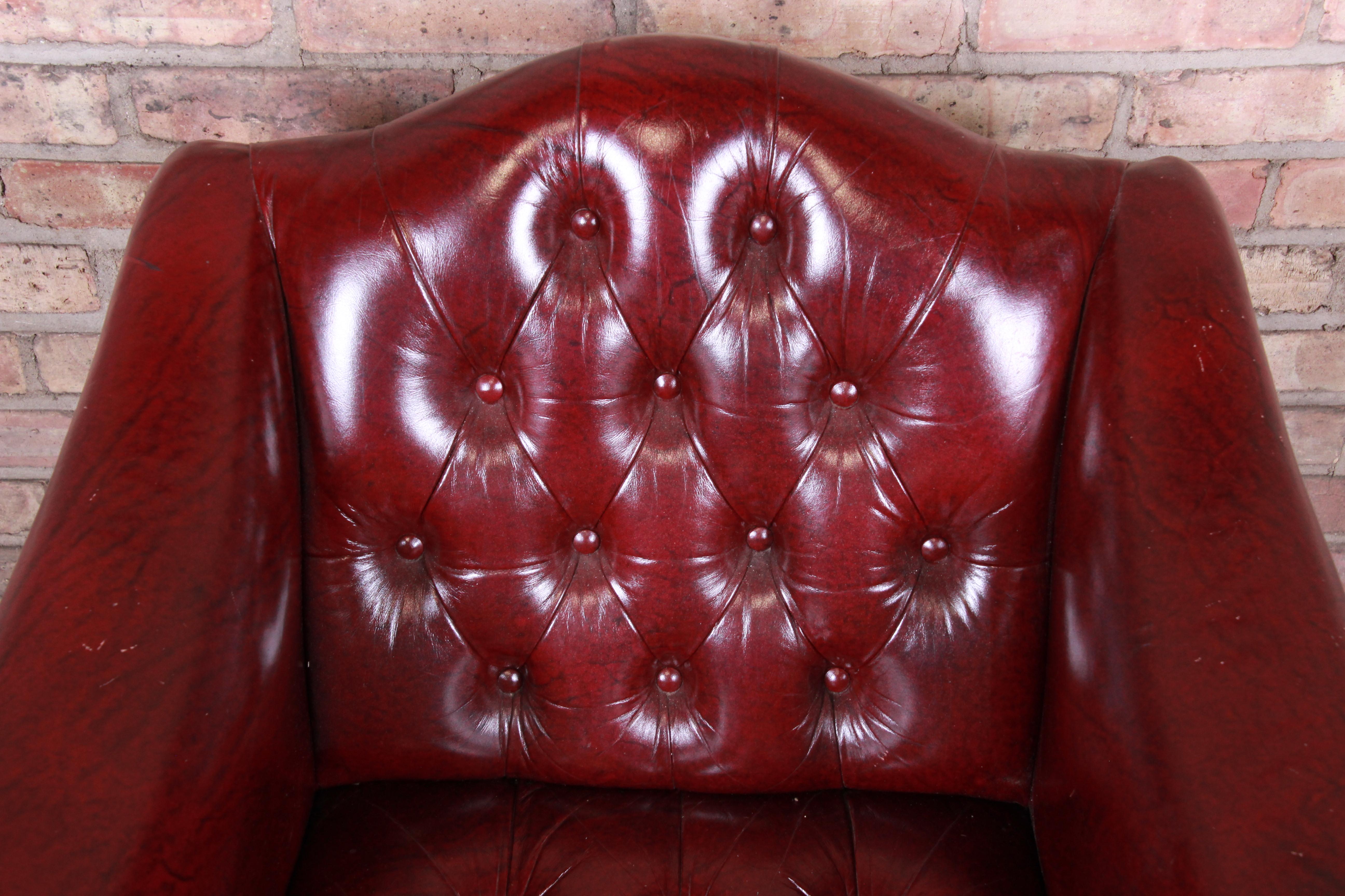 Brass Hancock & Moore Chesterfield Tufted Leather Club Chair