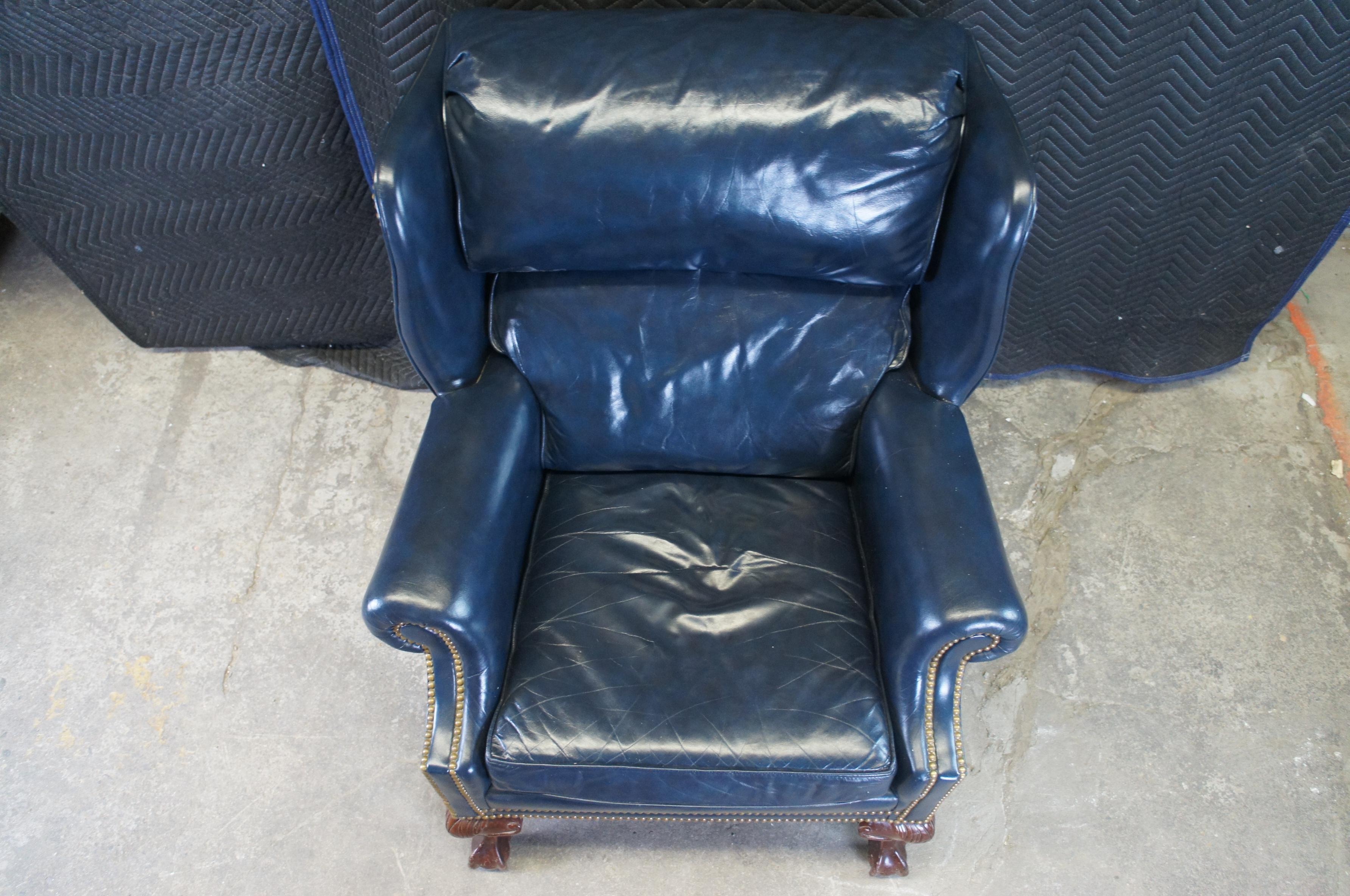 navy blue leather chair