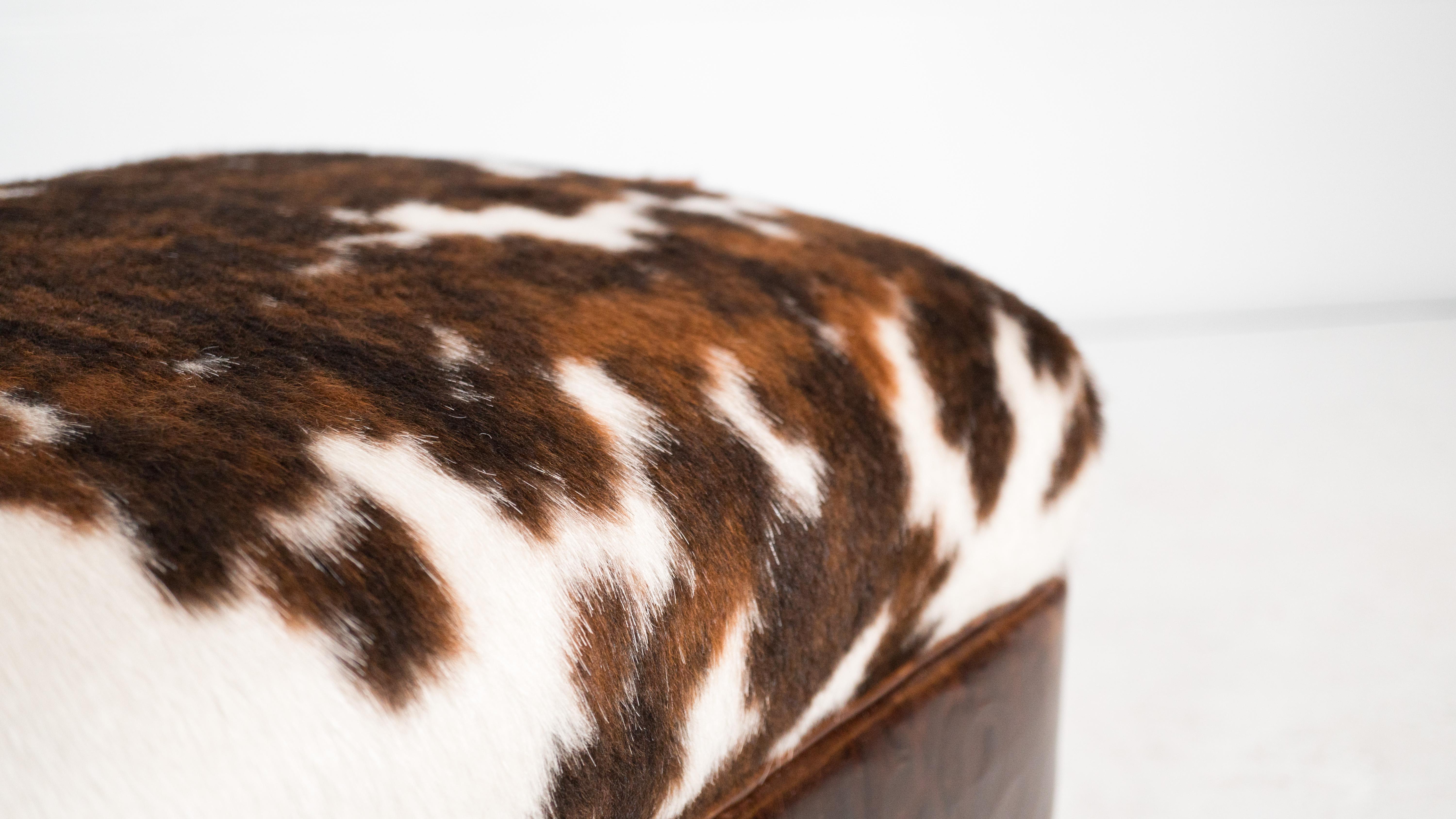 Hancock & Moore Cowhide Ottomans With Nailhead Trim - a Pair For Sale 5