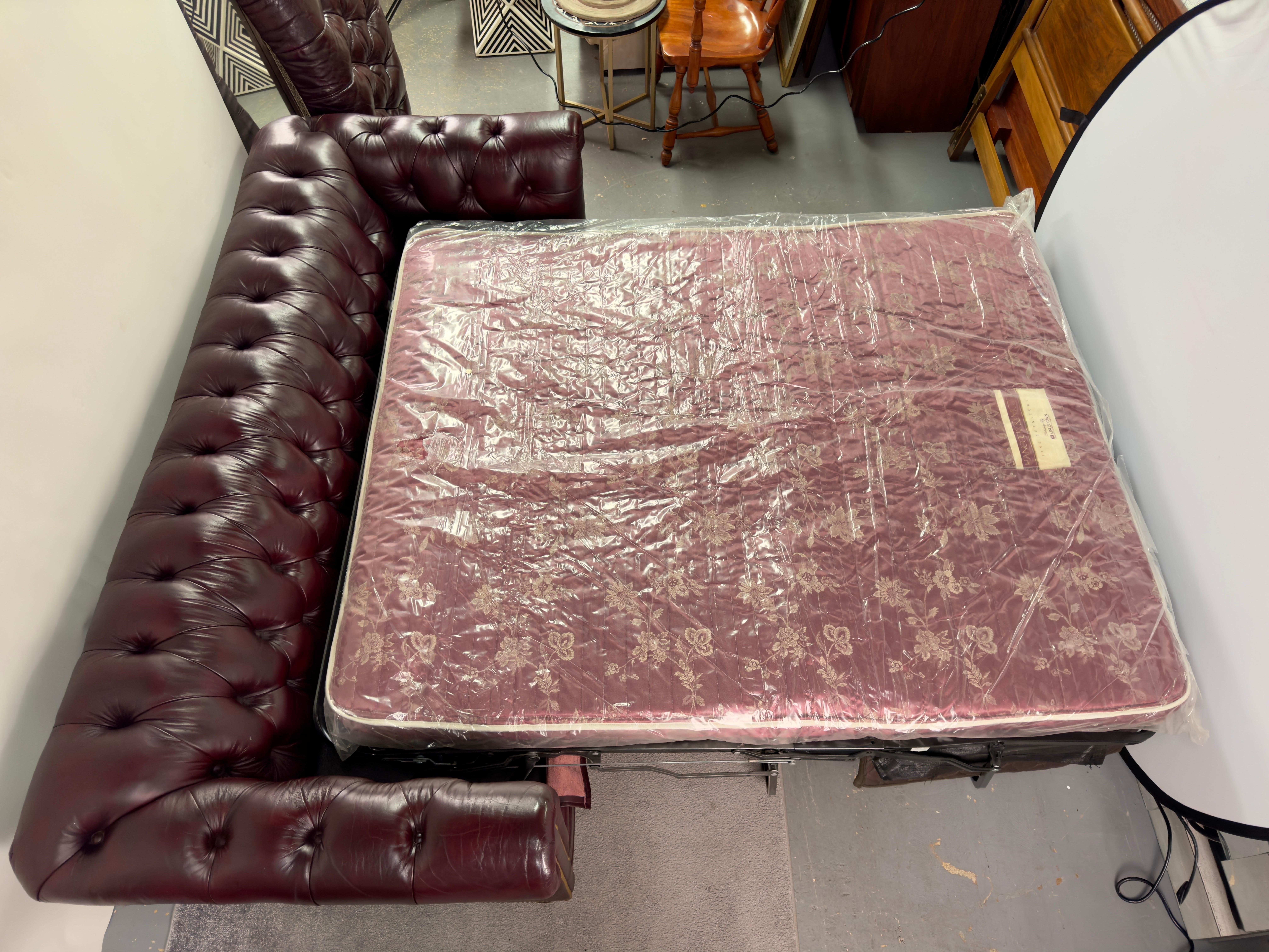 Hancock & Moore English Style Chesterfield Cranberry leather Sofa & Sofa Bed For Sale 2