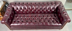 Hancock & Moore English Style Chesterfield Cranberry leather Sofa & Sofa Bed