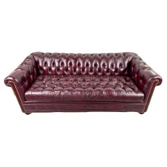 Used Hancock & Moore English Style Chesterfield Cranberry leather Sofa & Sofa Bed