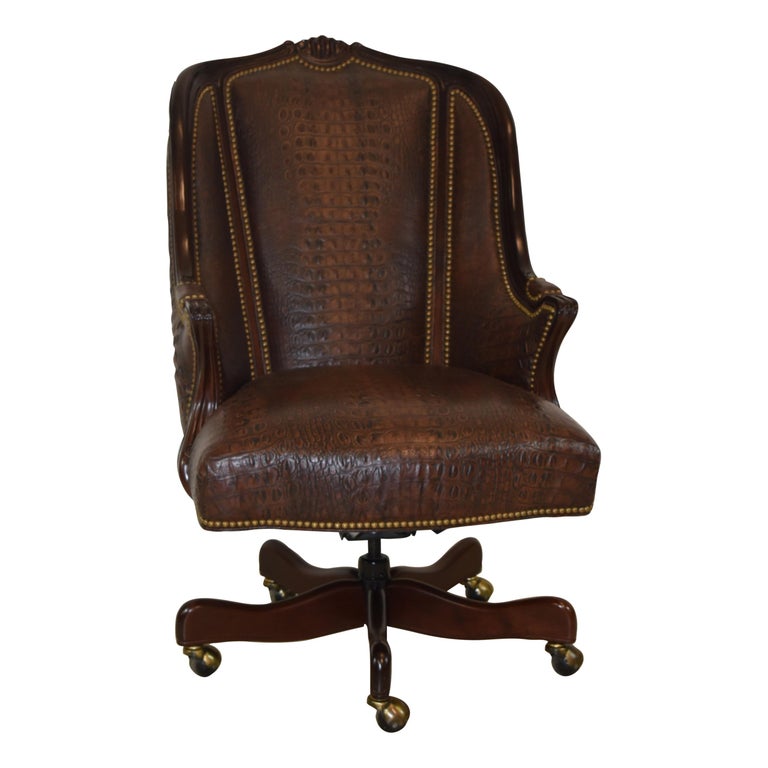 Hancock and Moore Executive Office Chair Leather Crocodile Embossed