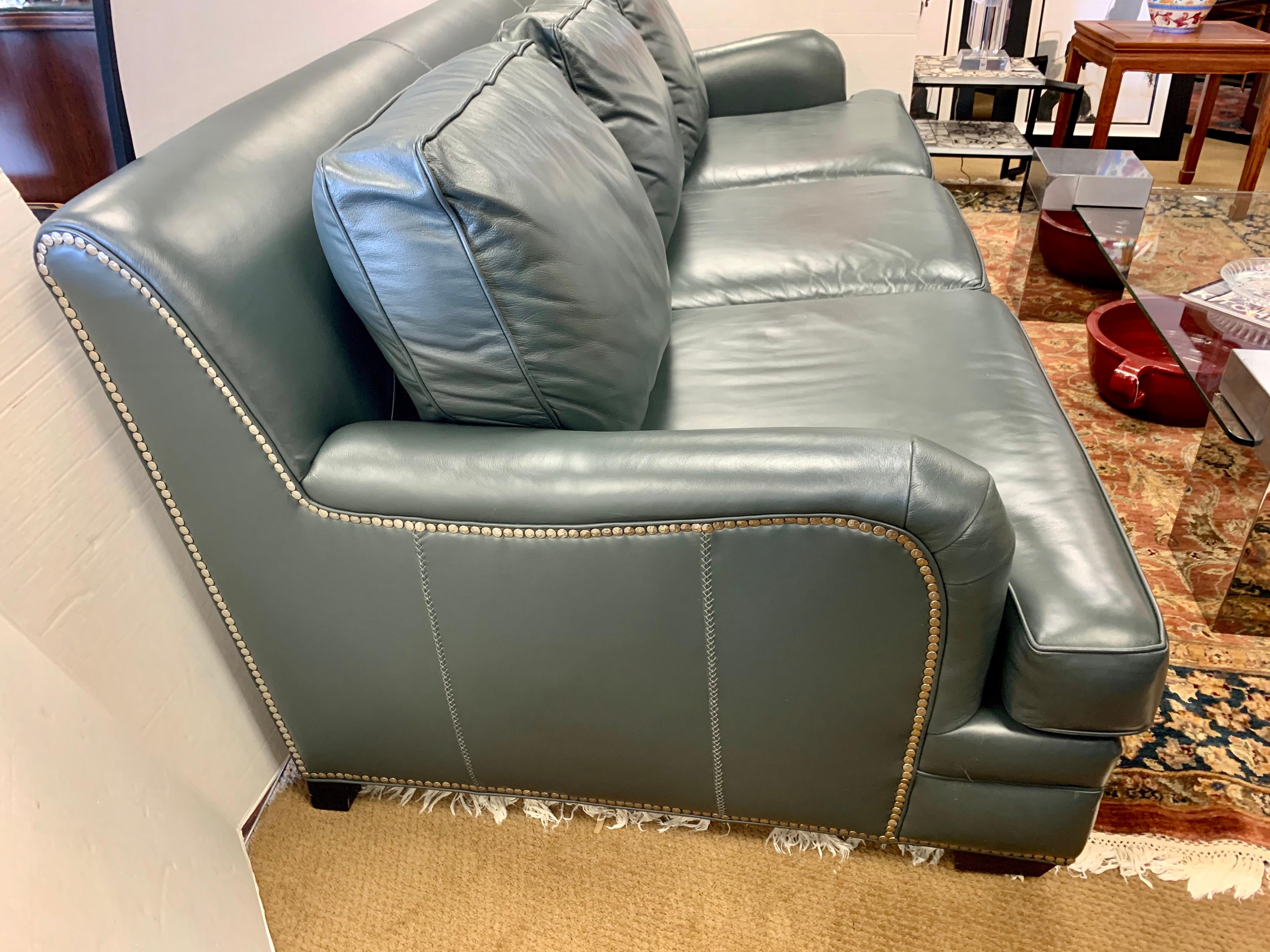 Hancock & Moore Extra Large Leather Nailhead Sofa 2