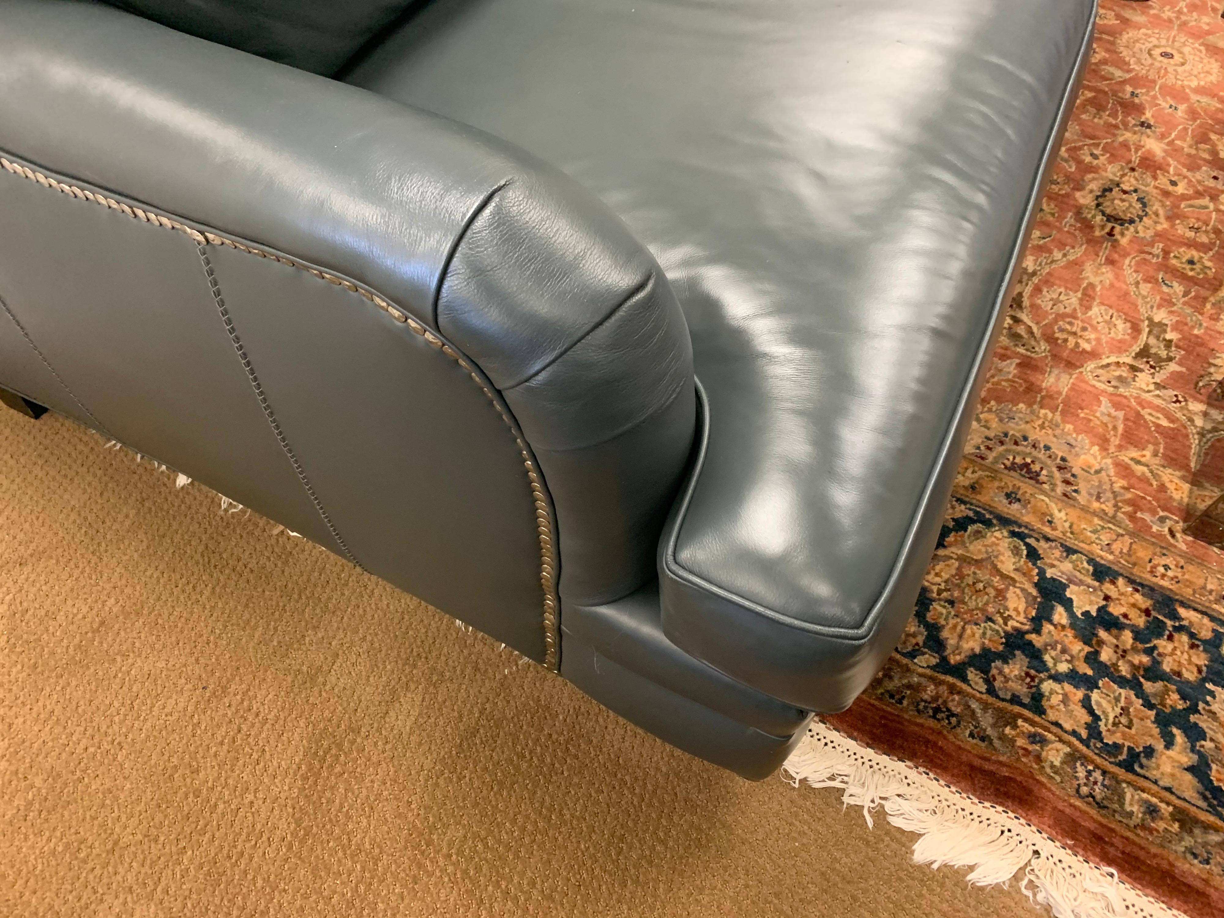 Hancock & Moore Extra Large Leather Nailhead Sofa 5