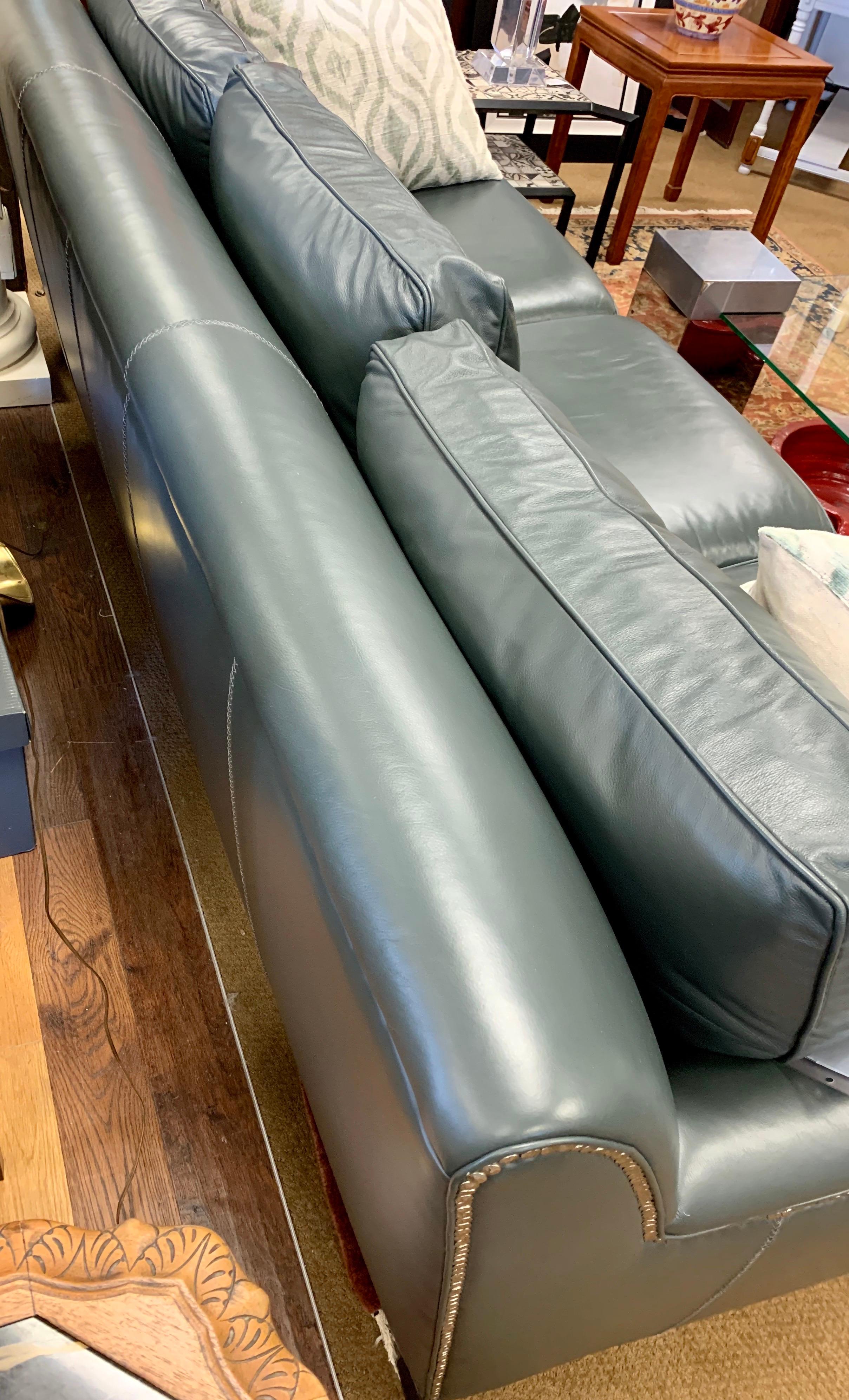 Hancock & Moore Extra Large Leather Nailhead Sofa 11
