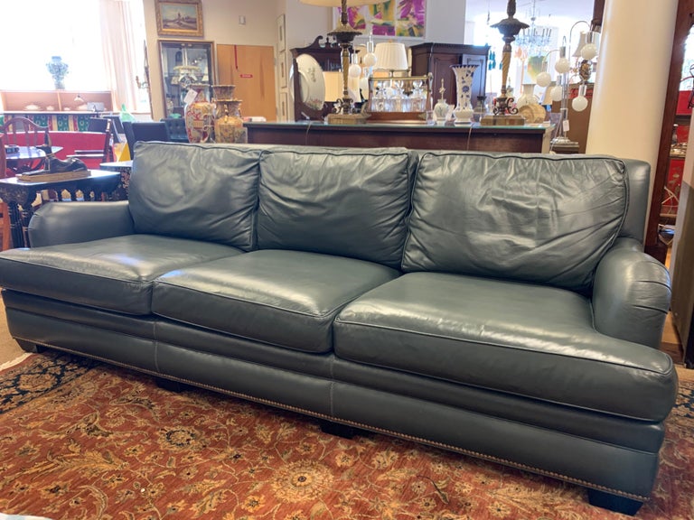 Hancock and Moore Extra Large Leather Nailhead Sofa at 1stDibs