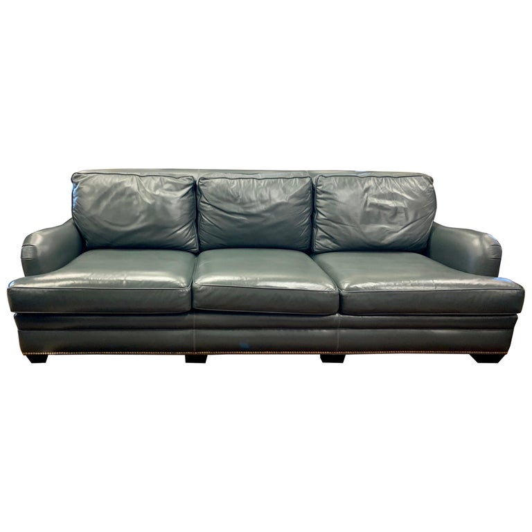 Hancock and Moore Extra Large Leather Nailhead Sofa at 1stDibs