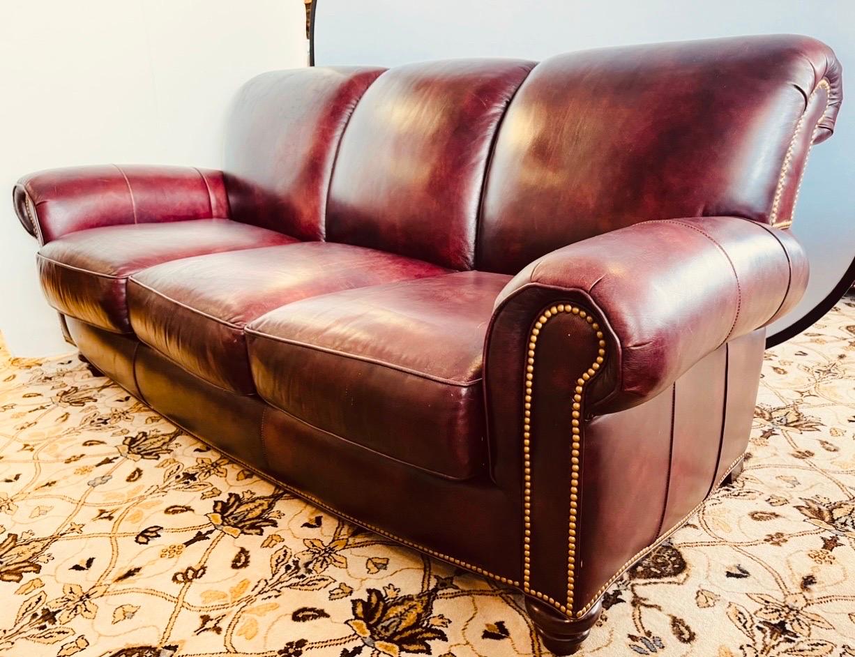 Classic signed Hancock & Moore sofa which retails new for $11,500.00

Dimensions: See above


Condition is good with normal wear and some scratches as shown in close ups but has a gorgeous leather patina from the wear. Enjoy the pictures.

Color is