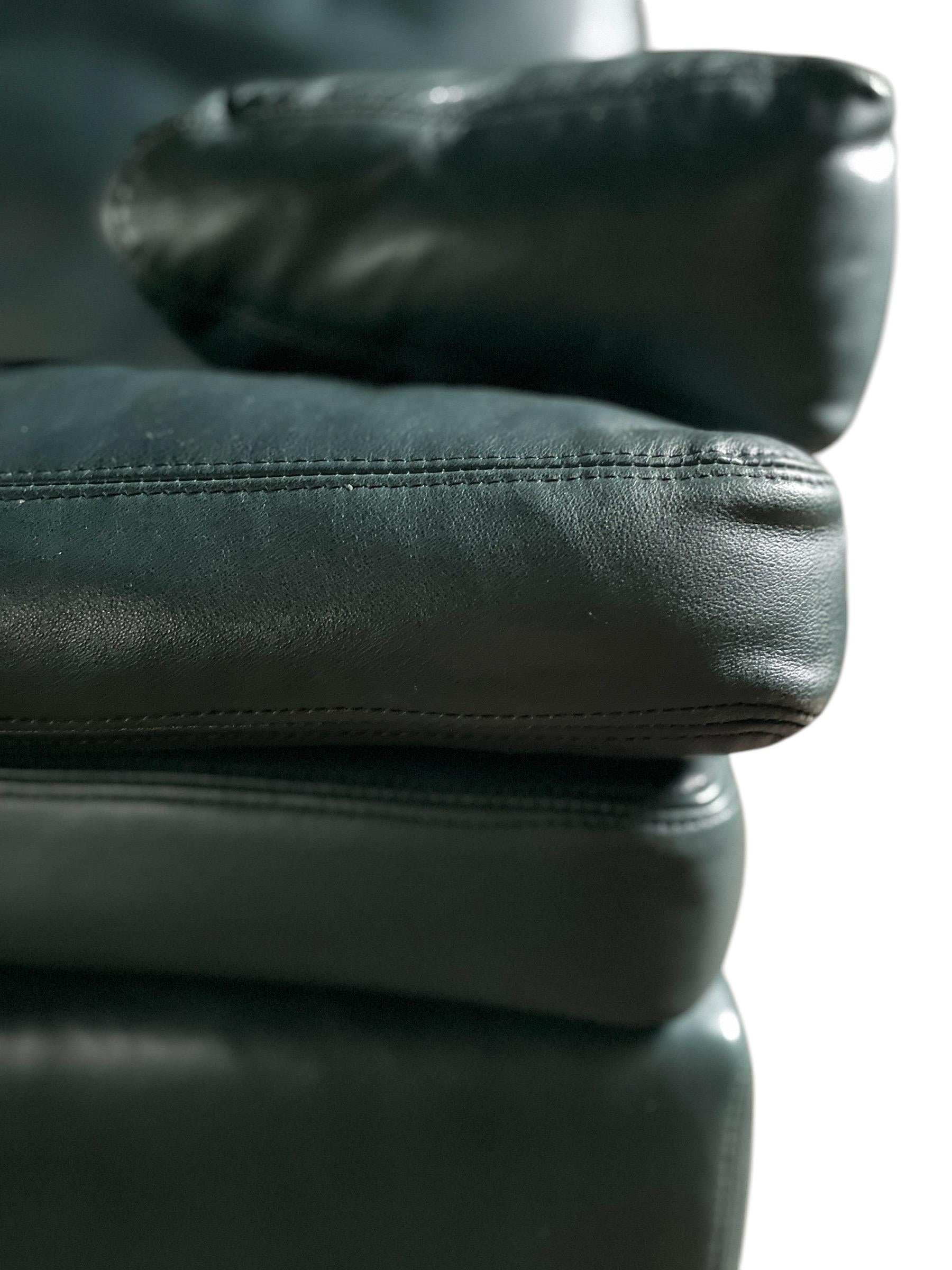 American Hancock & Moore Leather Sofa Green Leather Couch Vintage