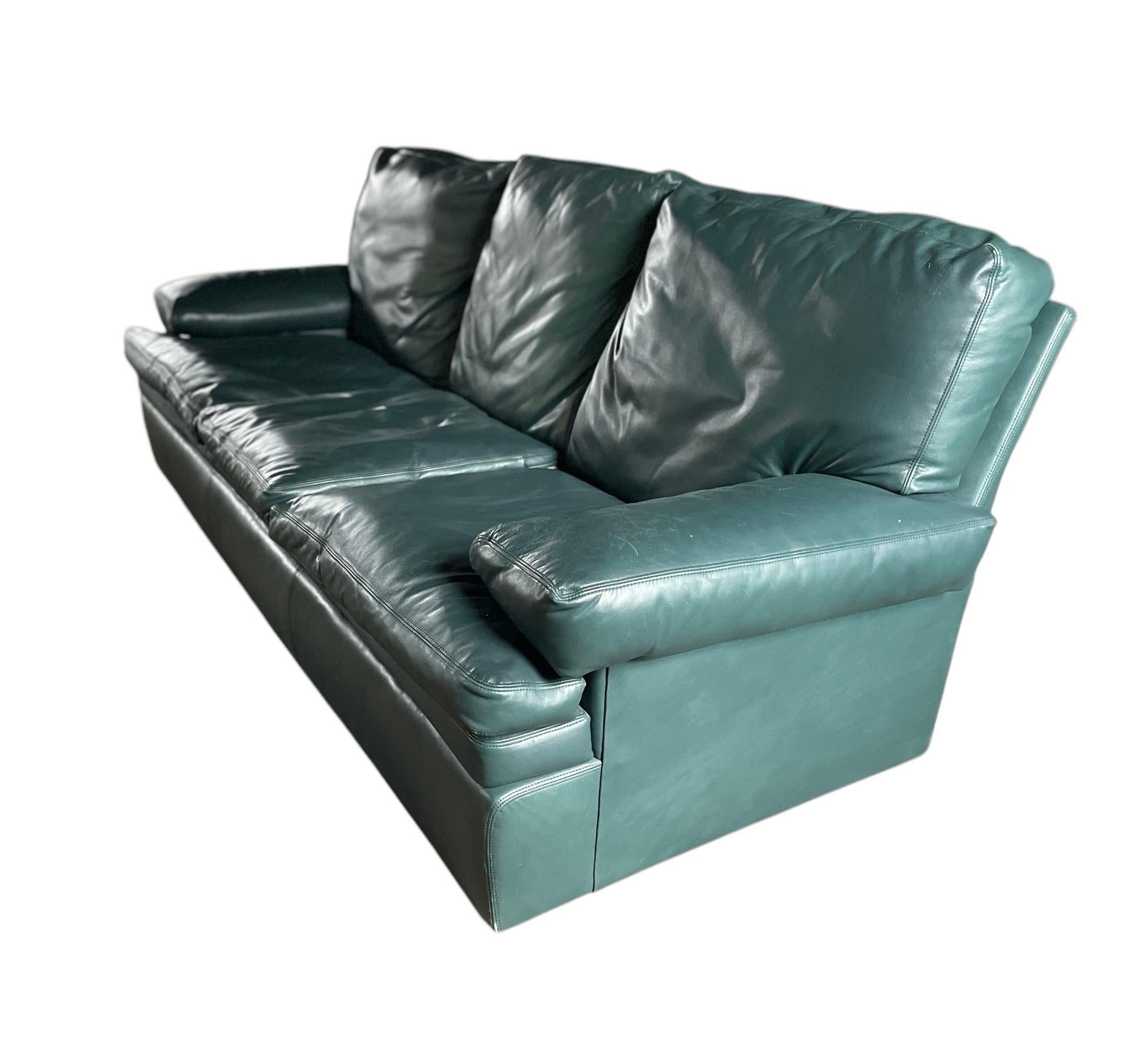 Hancock & Moore Leather Sofa Green Leather Couch Vintage 2