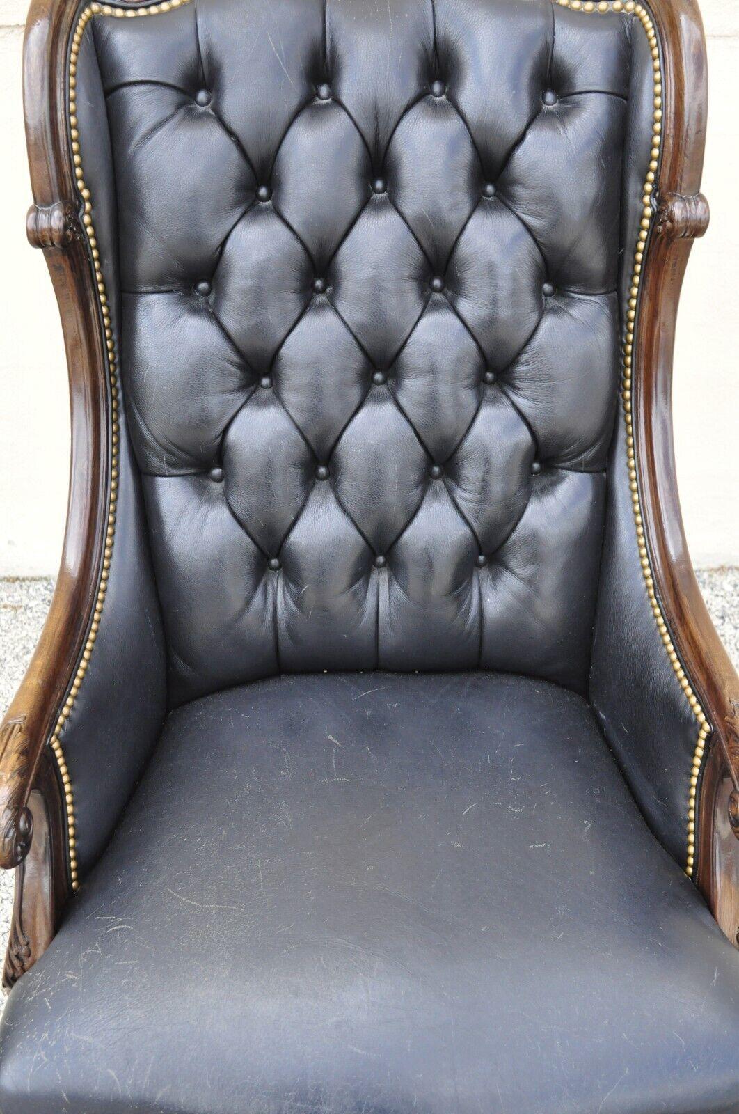 Hancock & Moore Oakley Black Leather Tufted Swivel Executive Office Desk Chair In Good Condition In Philadelphia, PA