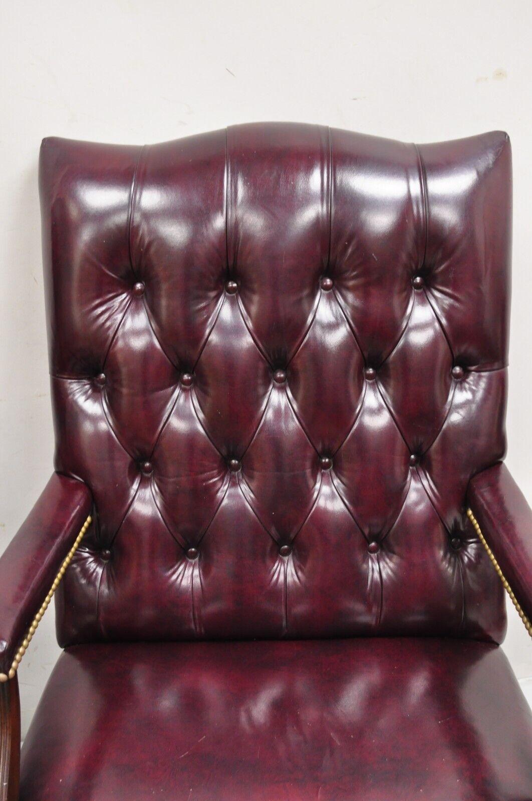 Hancock & Moore Oxblood Burgundy Leather Chesterfield Tufted Office Chairs Pair For Sale 7