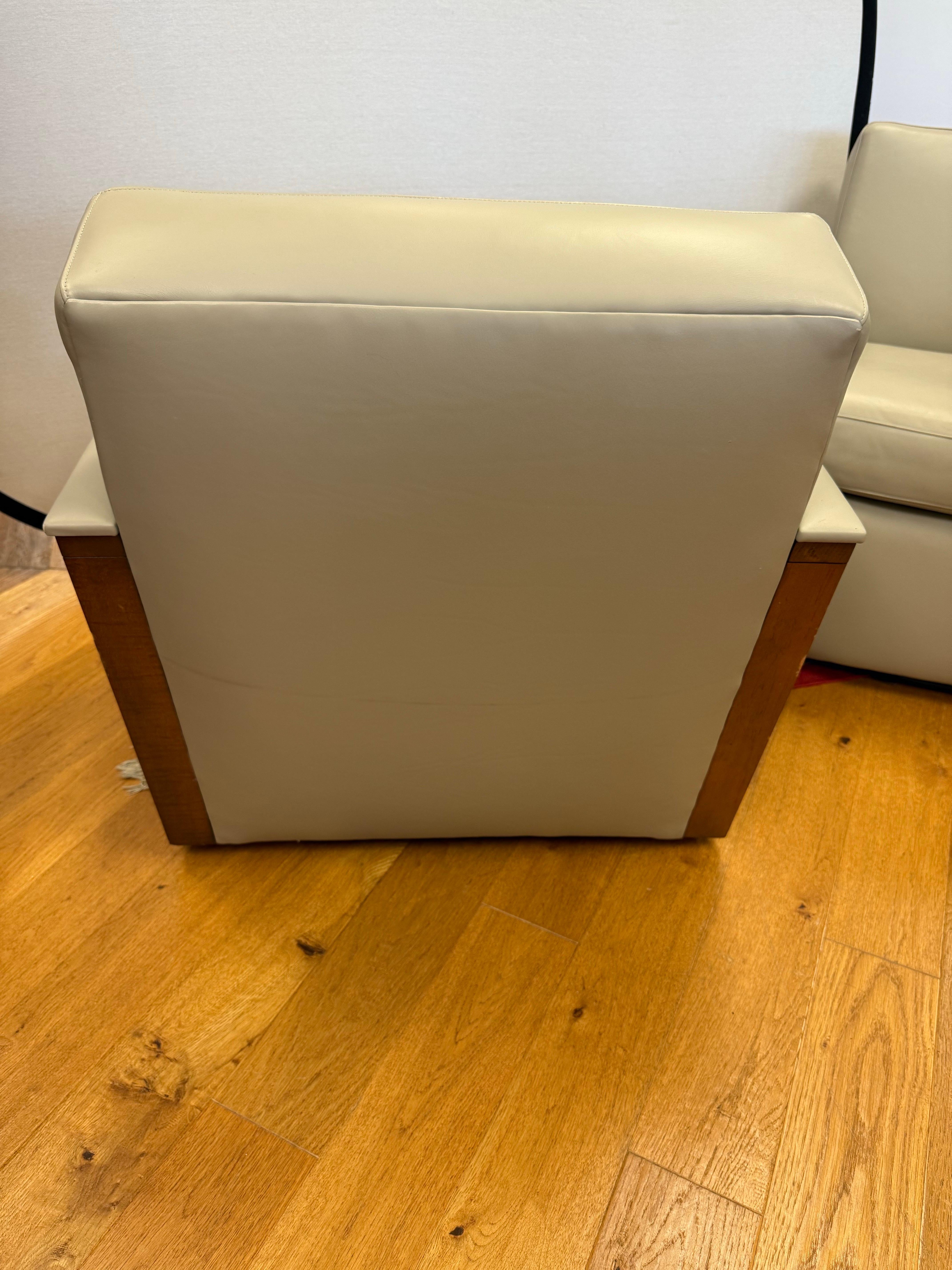 Hancock & Moore Pair of Bowery Leather Swivel lounge Chairs 3