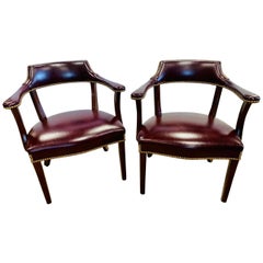 Used Hancock & Moore Pair of Merlot Leather Nailhead Arm Chairs