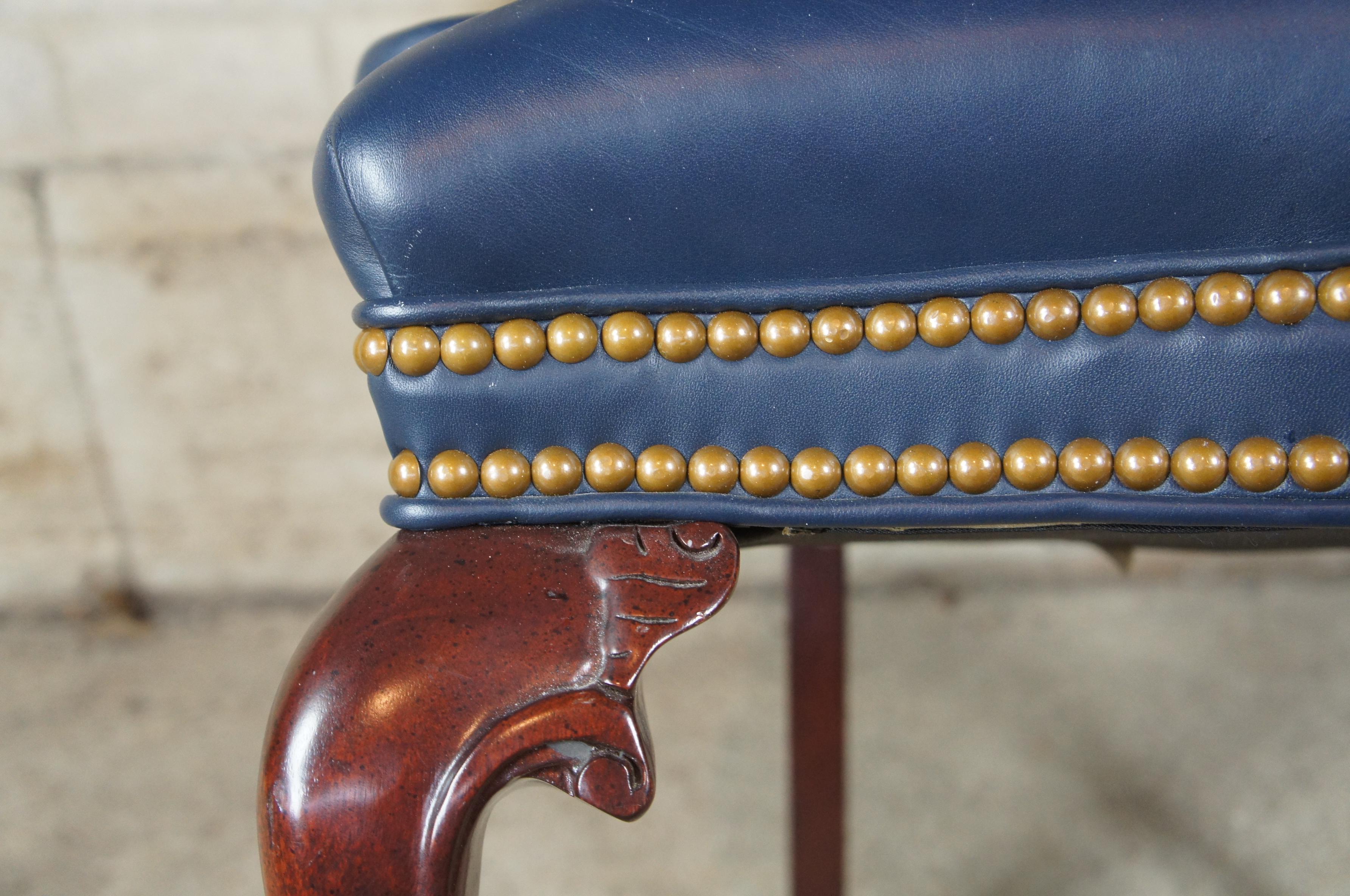 Hancock Moore Queen Anne Mahogany Leather Nailhead Garrett Office Library Chair 4
