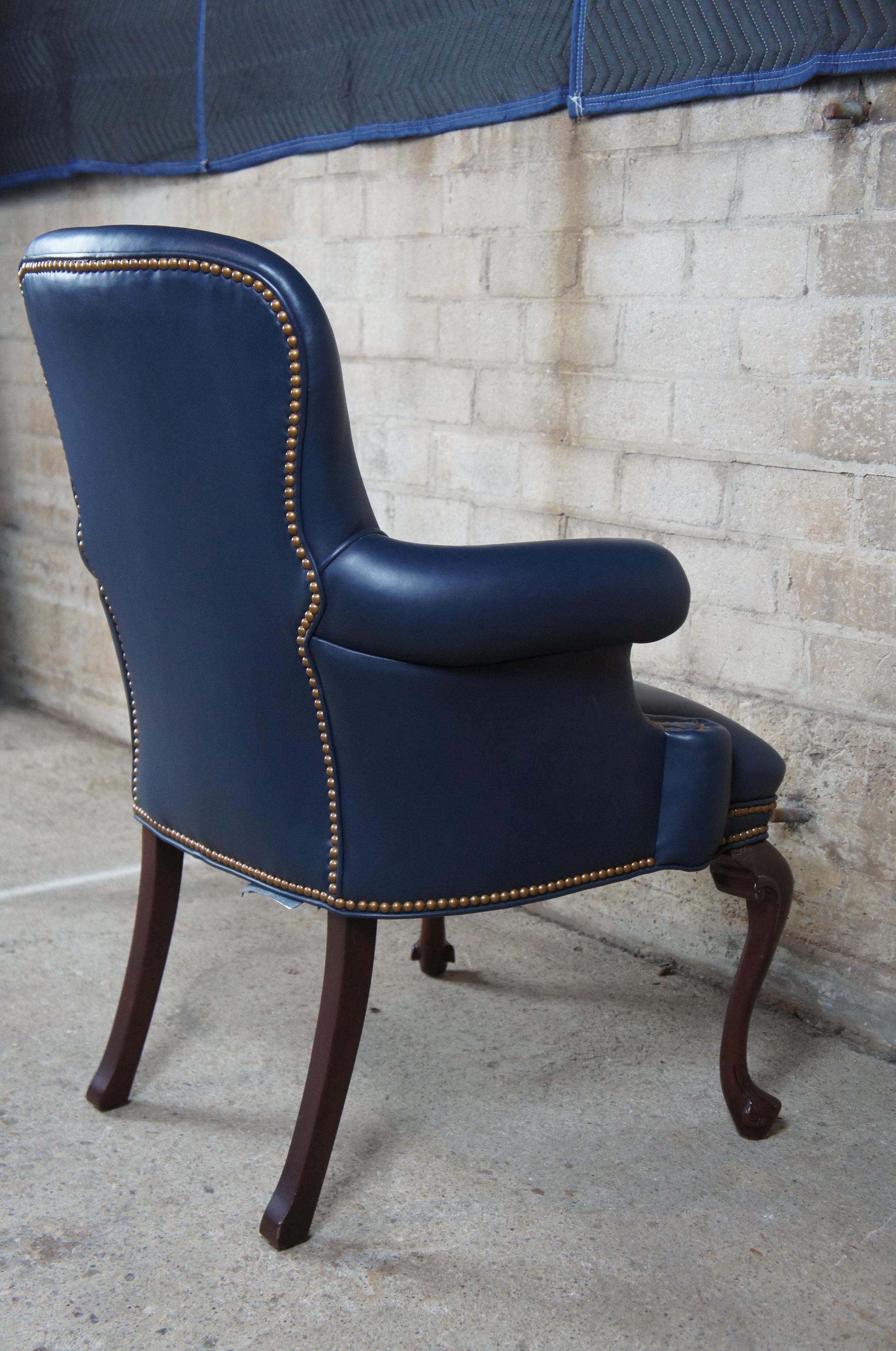Hancock Moore Queen Anne Mahogany Leather Nailhead Garrett Office Library Chair In Good Condition In Dayton, OH