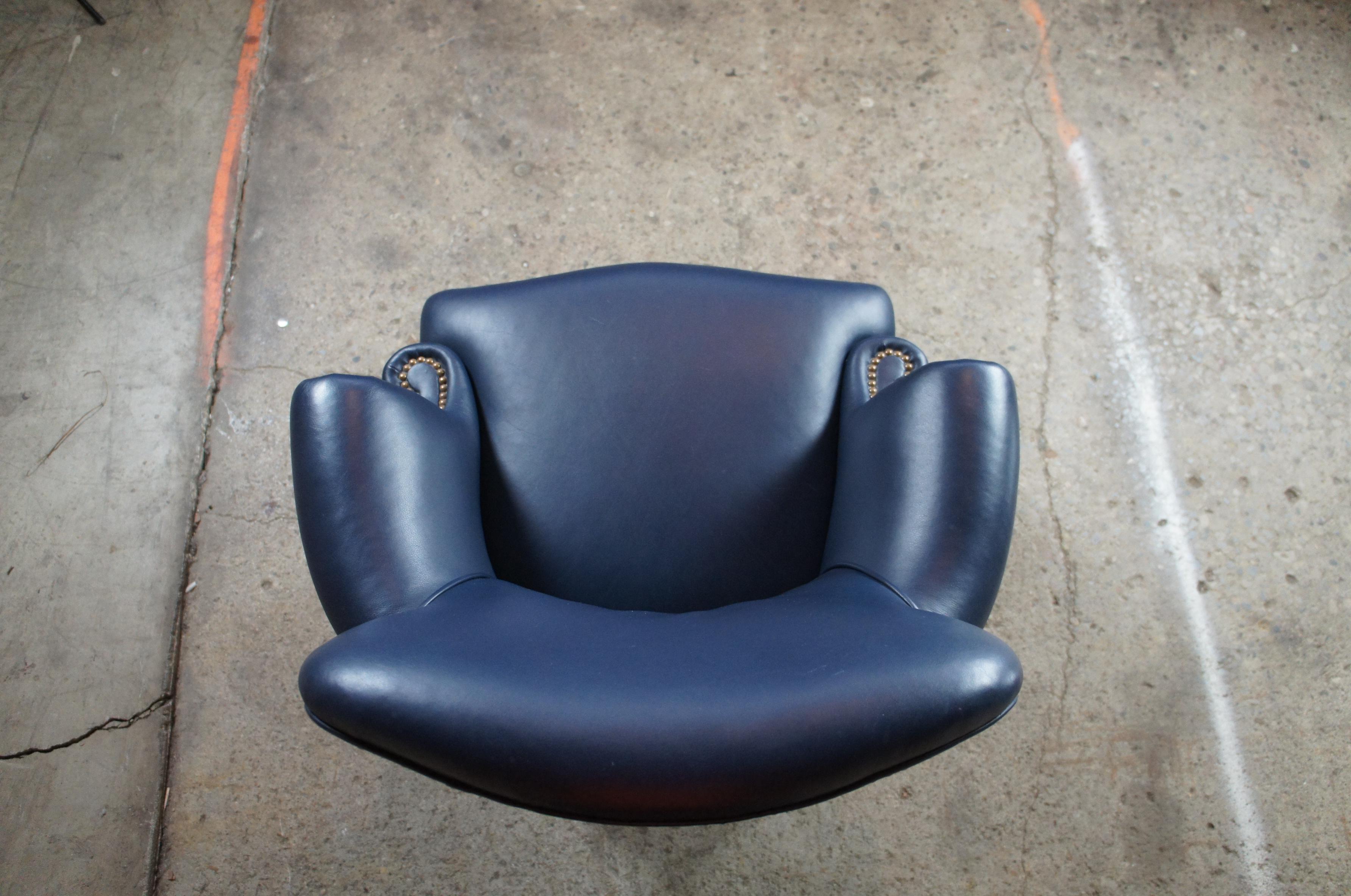 20th Century Hancock Moore Queen Anne Mahogany Leather Nailhead Garrett Office Library Chair