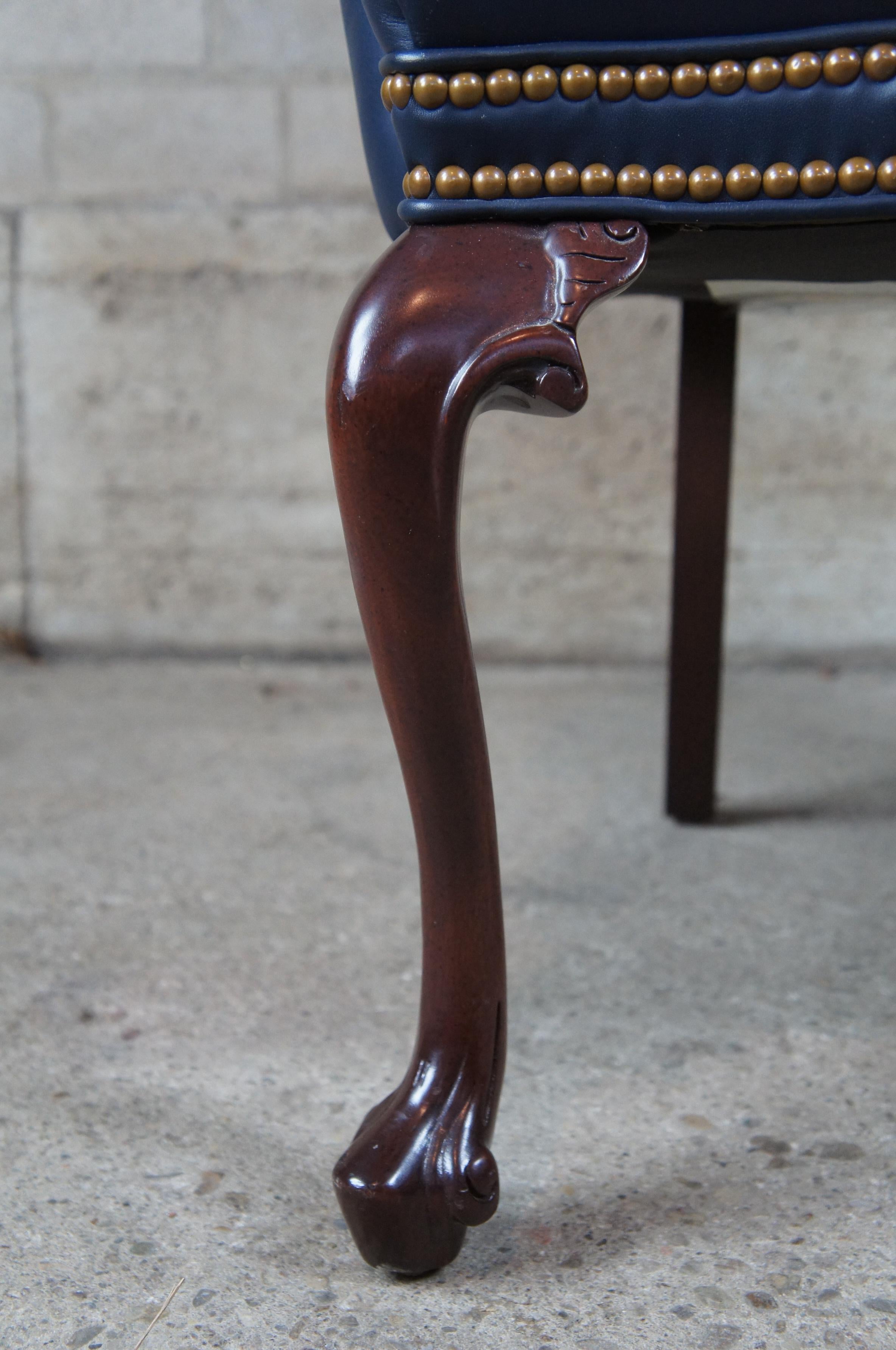 Hancock Moore Queen Anne Mahogany Leather Nailhead Garrett Office Library Chair 1