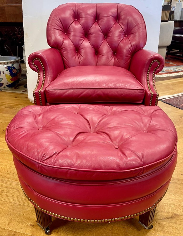 Raspberry Color Chair Hancock and Moore Raspberry Red Leather Nailhead Reading Chair and ...