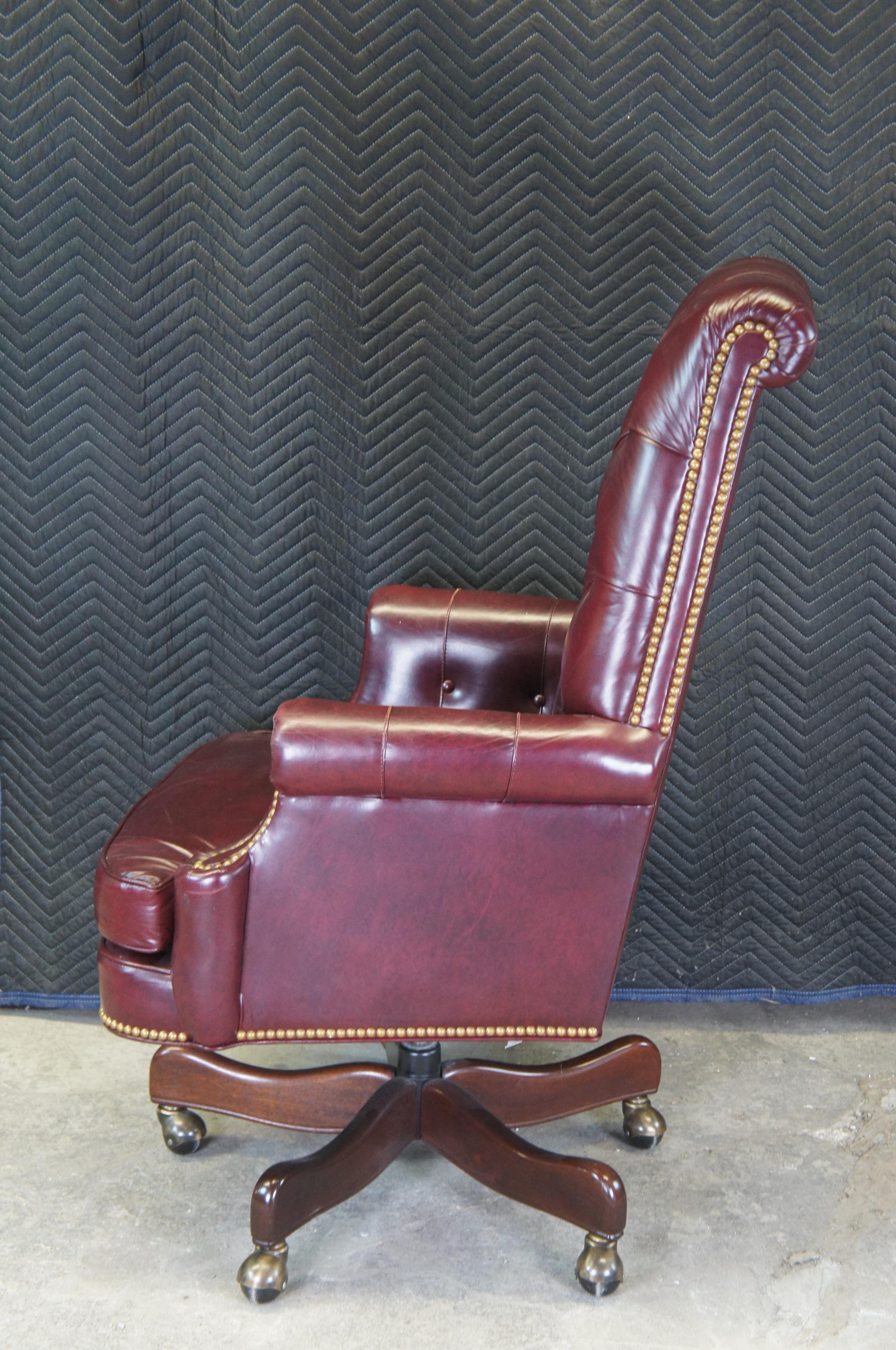 Hancock & Moore Red Leather Tufted Senators Swivel Tilt Executive Desk Chair 1
