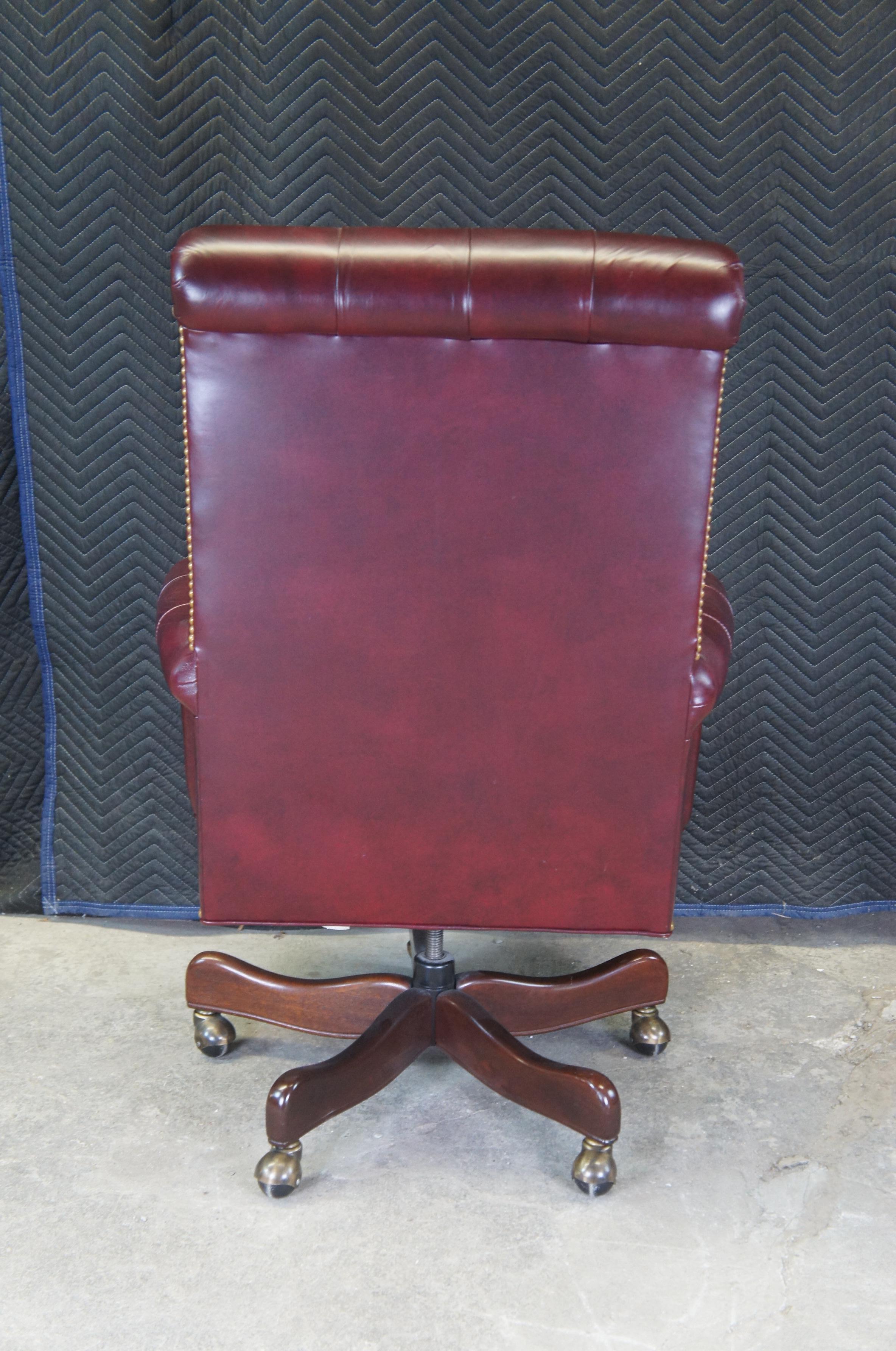 Hancock & Moore Red Leather Tufted Senators Swivel Tilt Executive Desk Chair 3
