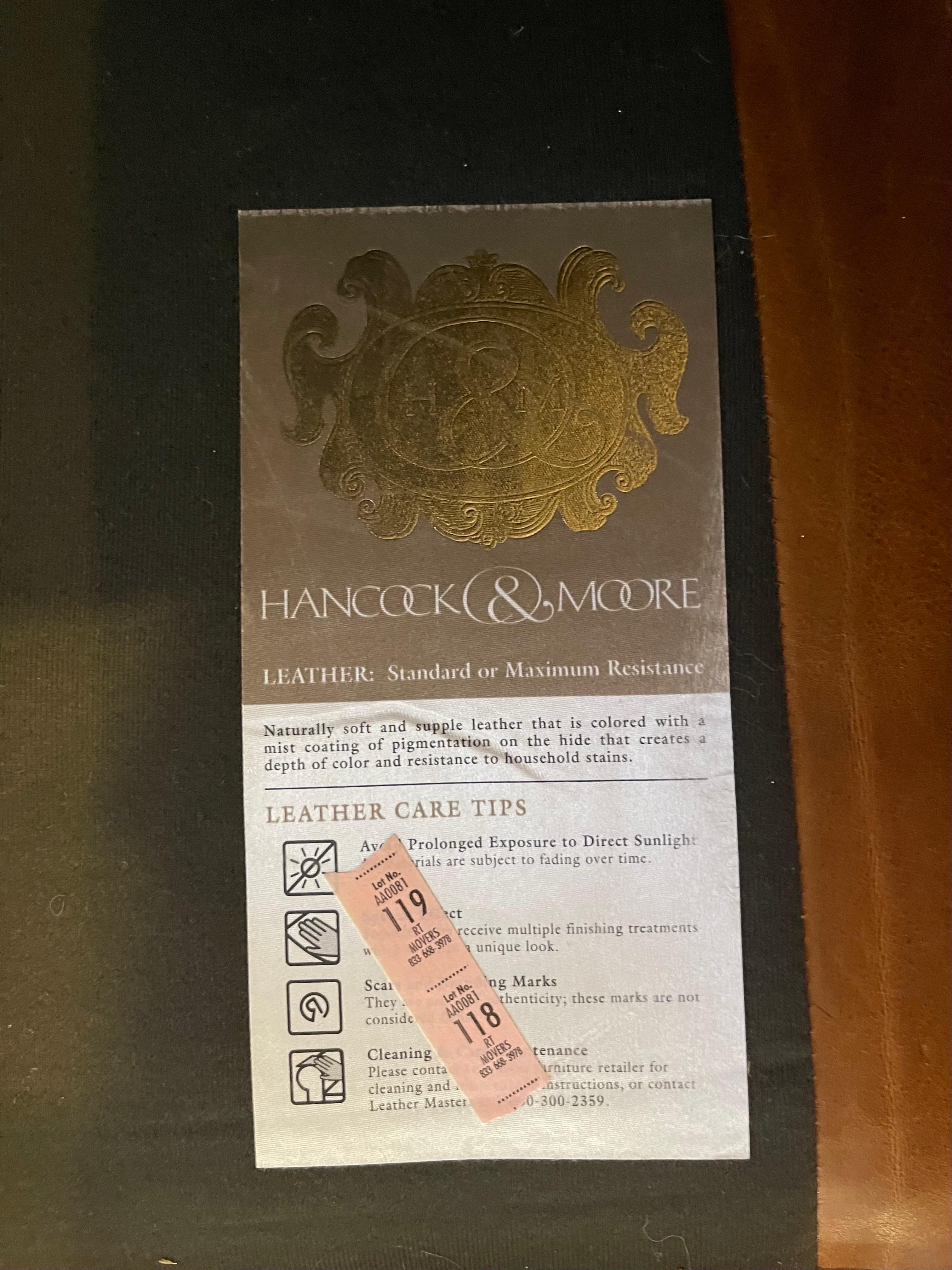 Hancock & Moore Saddle Leather Brown Nailhead Sofa 7