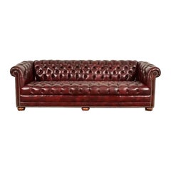 Hancock & Moore Style English Oxblood Tufted Leather Sofa  Circa 1980s