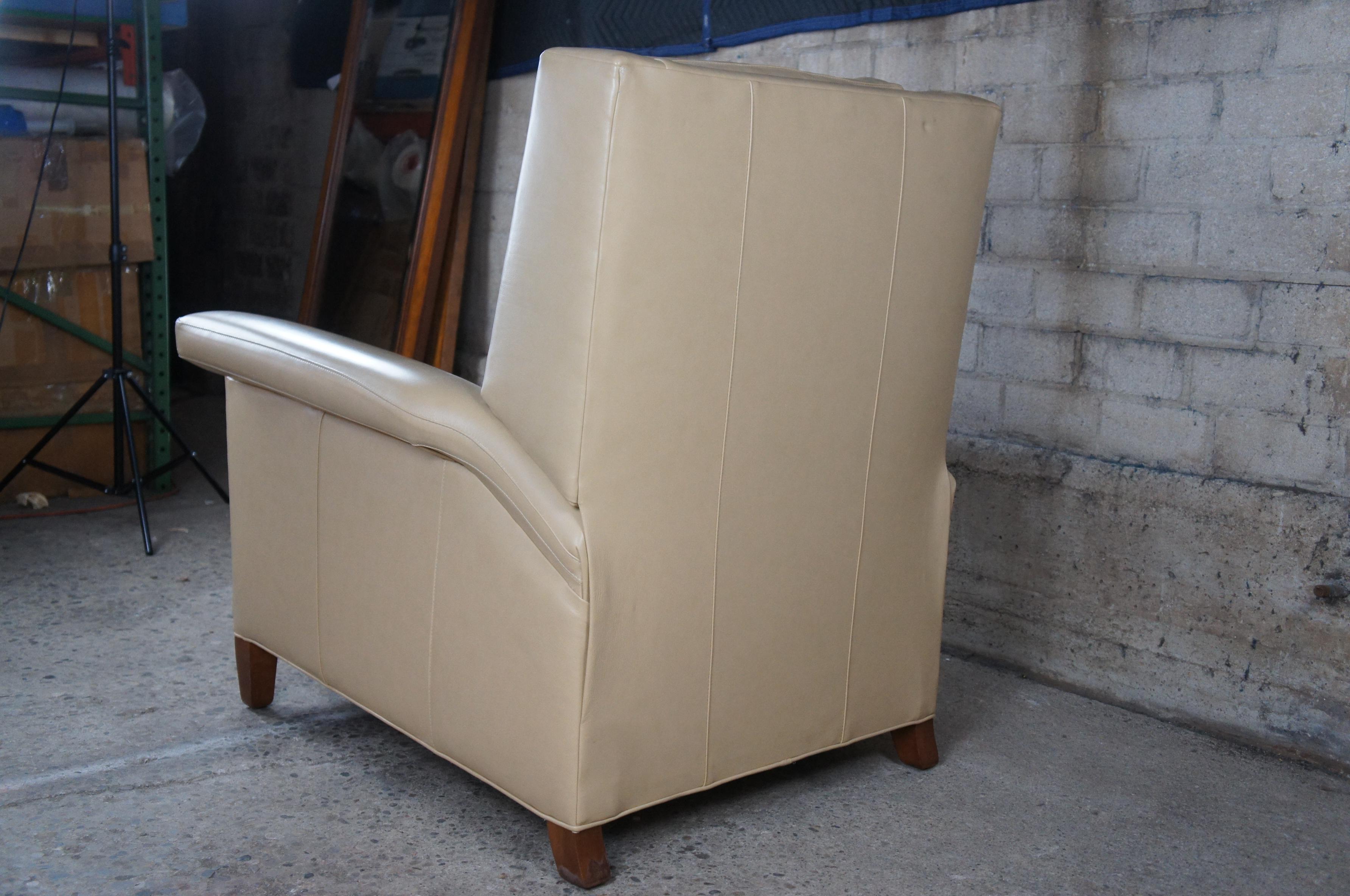Hancock & Moore Traditional Leather Ghent Push Back Recliner Lounge Chair Cream 2