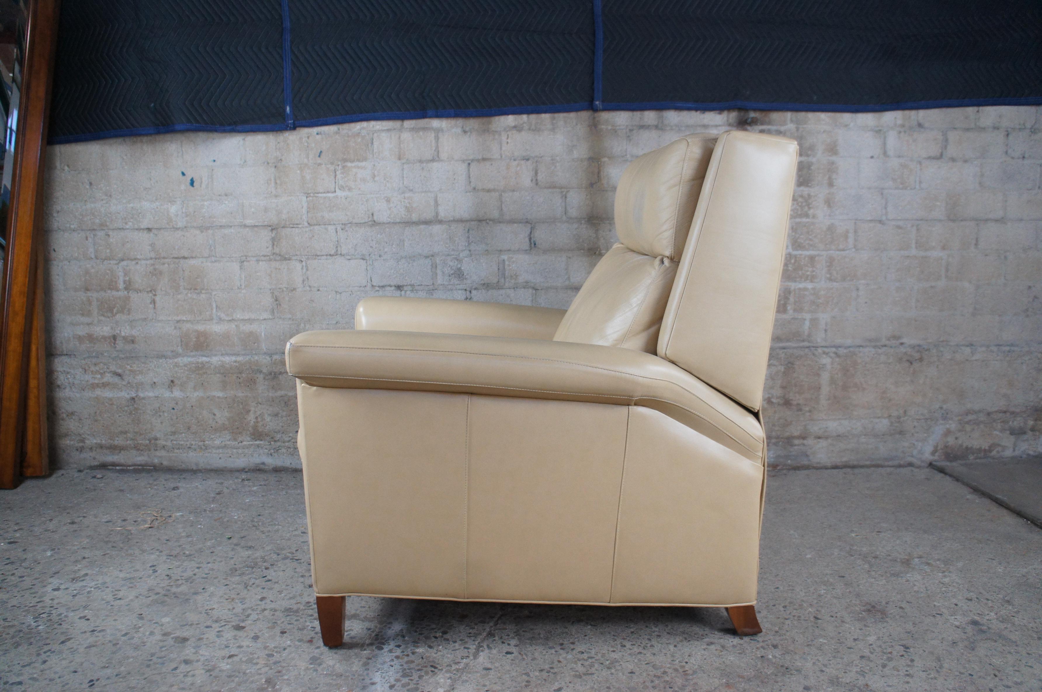 Hancock & Moore Traditional Leather Ghent Push Back Recliner Lounge Chair Cream 2