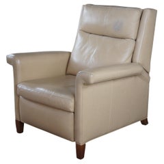 Hancock & Moore Traditional Leather Ghent Push Back Recliner Lounge Chair Cream