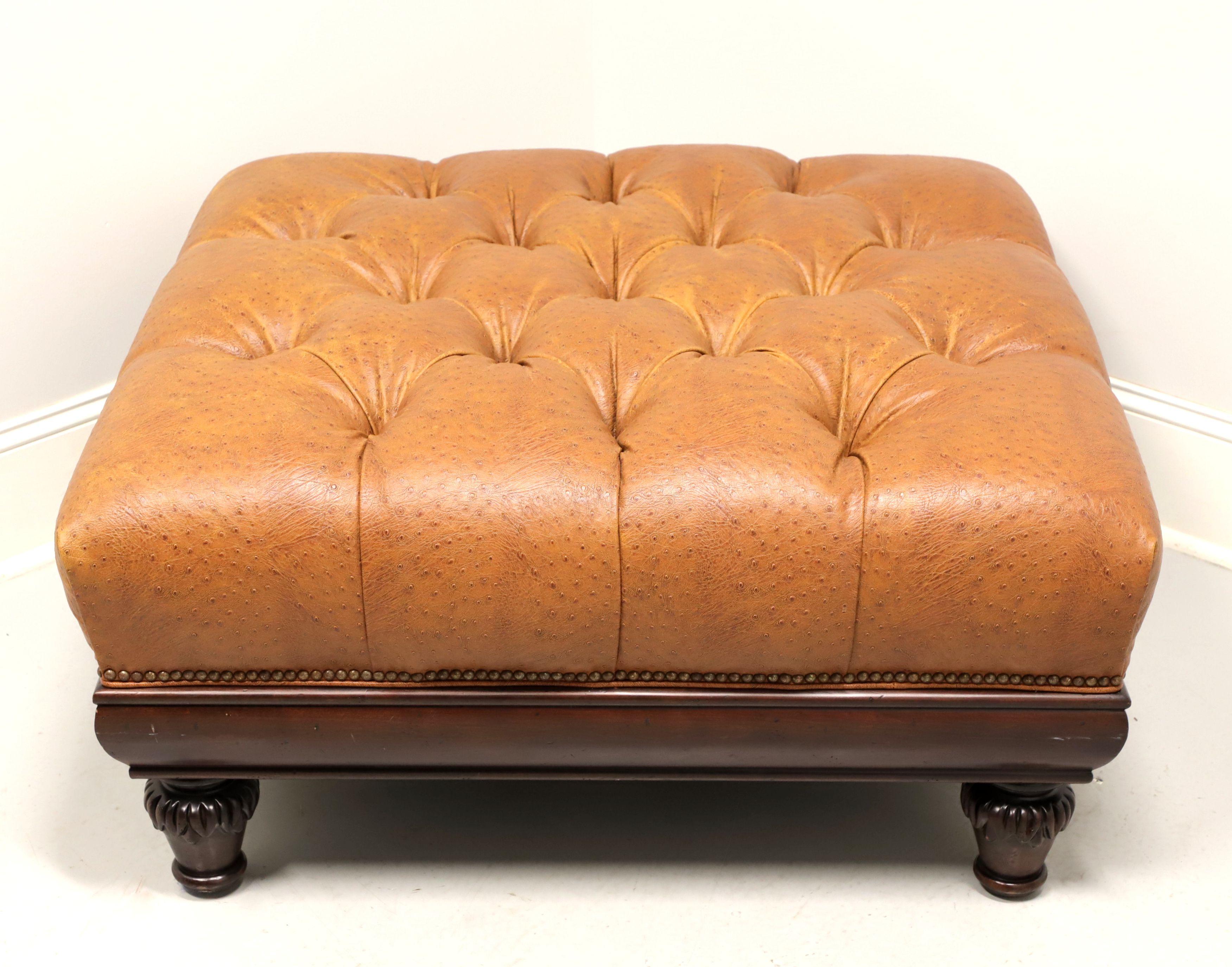 Contemporary HANCOCK & MOORE Tufted Leather Regency Large Square Ottoman